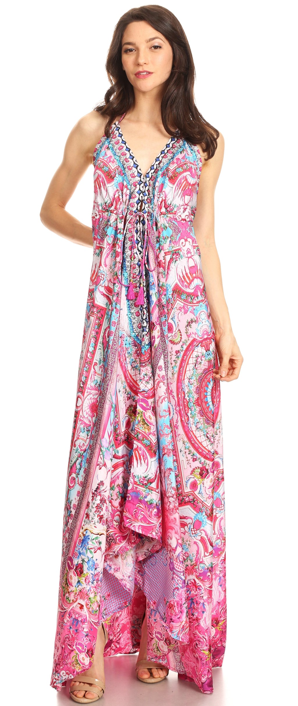 Womens Maxi High-low Halter Handkerchief Long Dress Beach Party