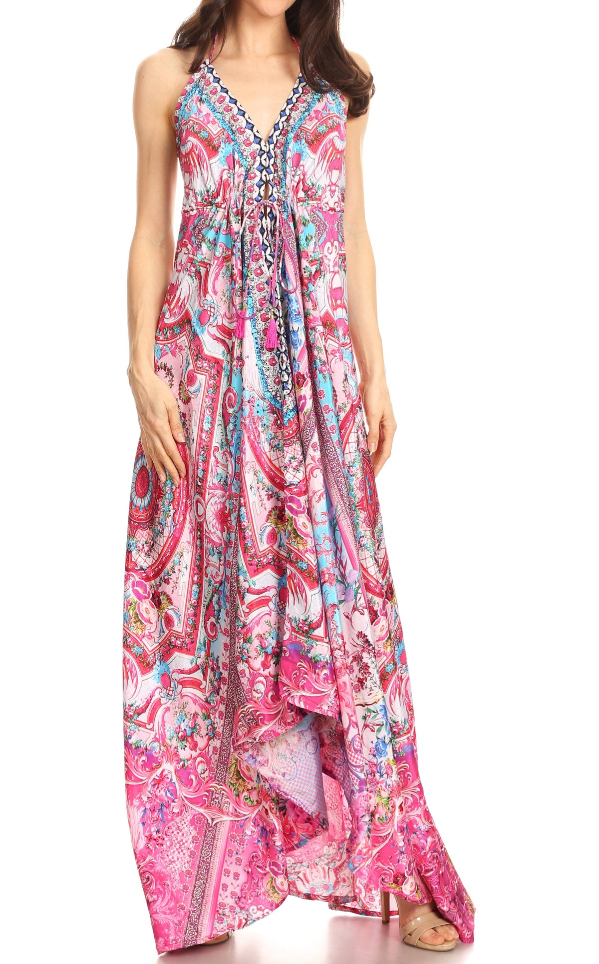 Womens Maxi High-low Halter Handkerchief Long Dress Beach Party