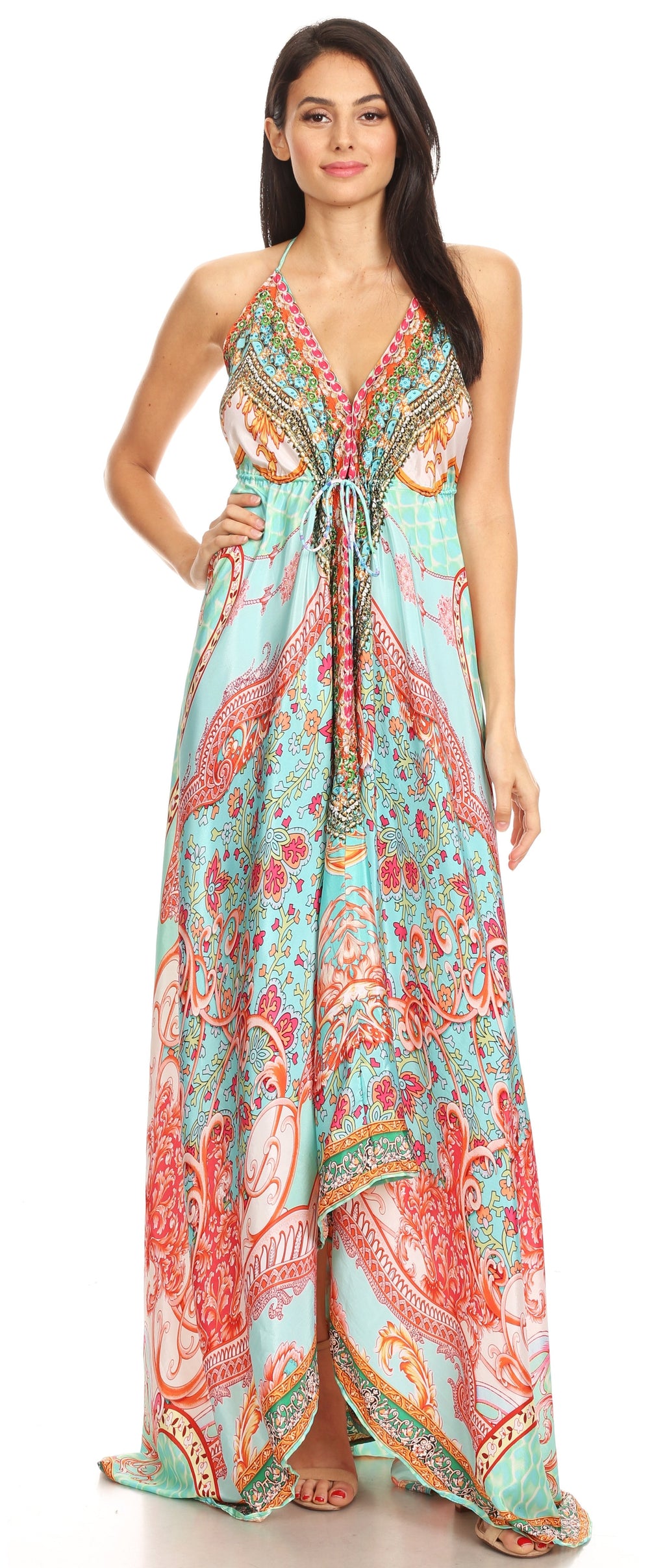 Womens Maxi High-low Halter Handkerchief Long Dress Beach Party