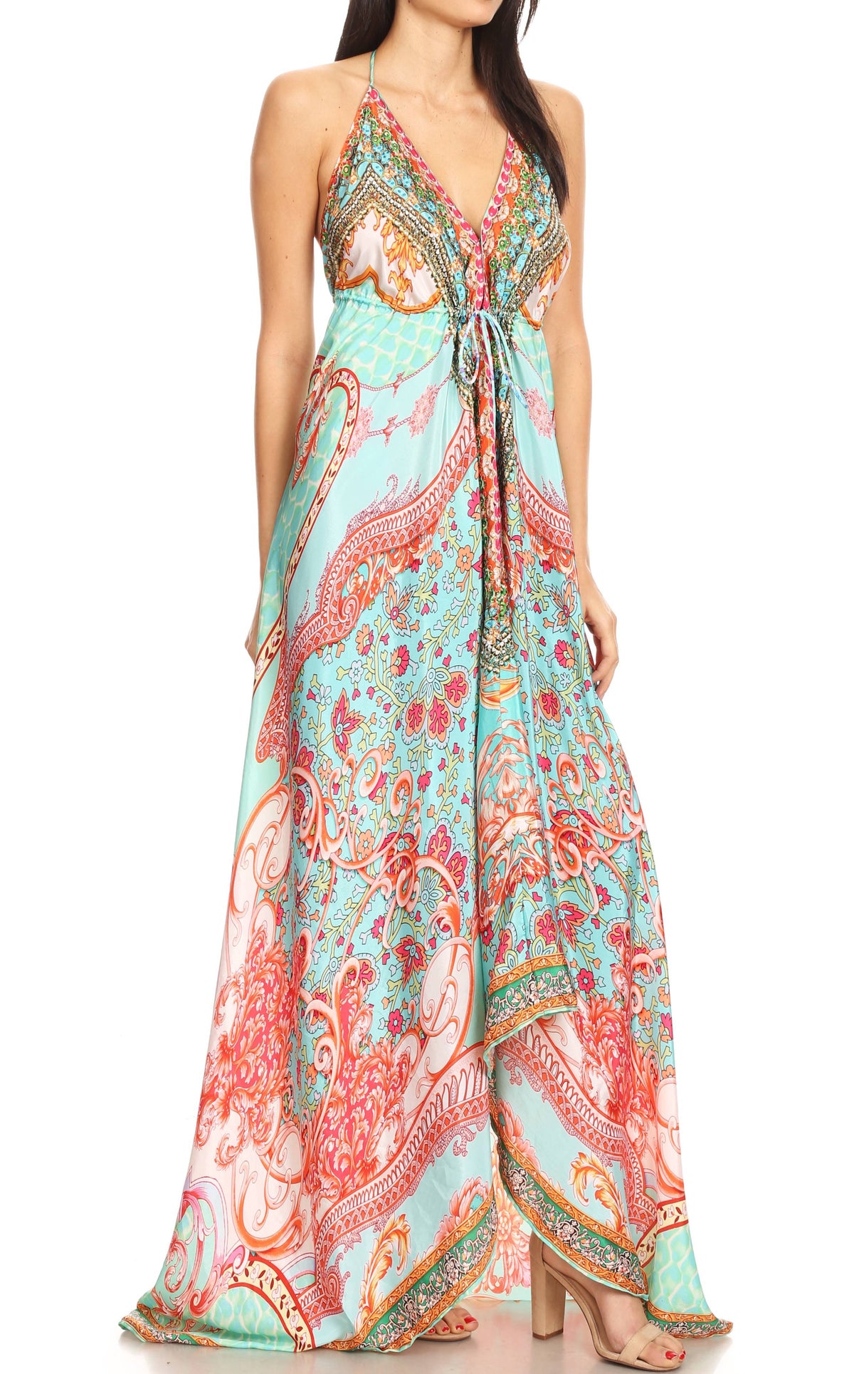 Womens Maxi High-low Halter Handkerchief Long Dress Beach Party