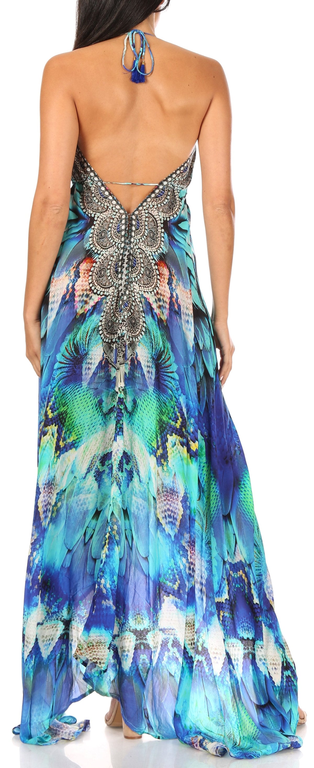 Womens Maxi High-low Halter Handkerchief Long Dress Beach Party