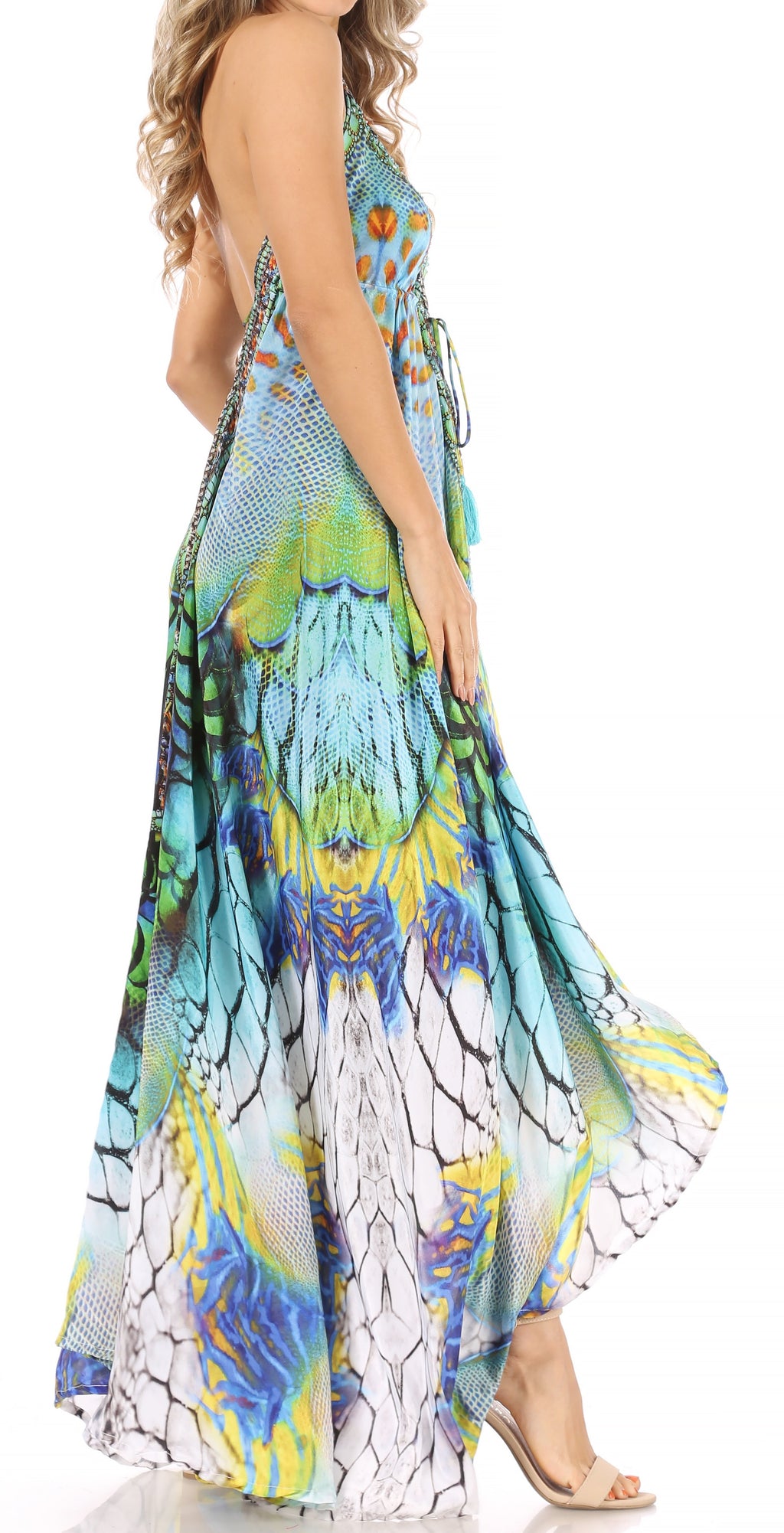 Womens Maxi High-low Halter Handkerchief Long Dress Beach Party