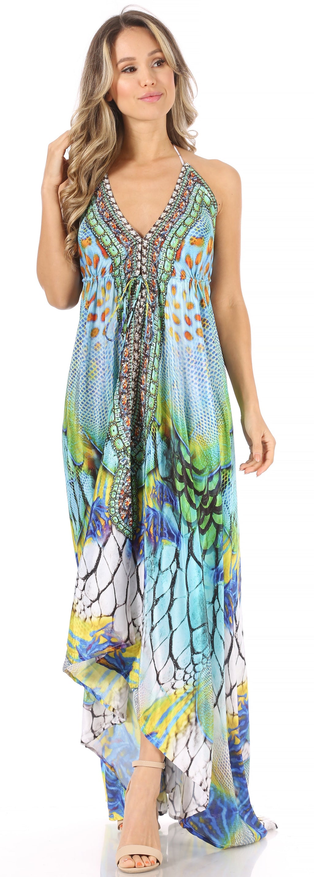 Womens Maxi High-low Halter Handkerchief Long Dress Beach Party