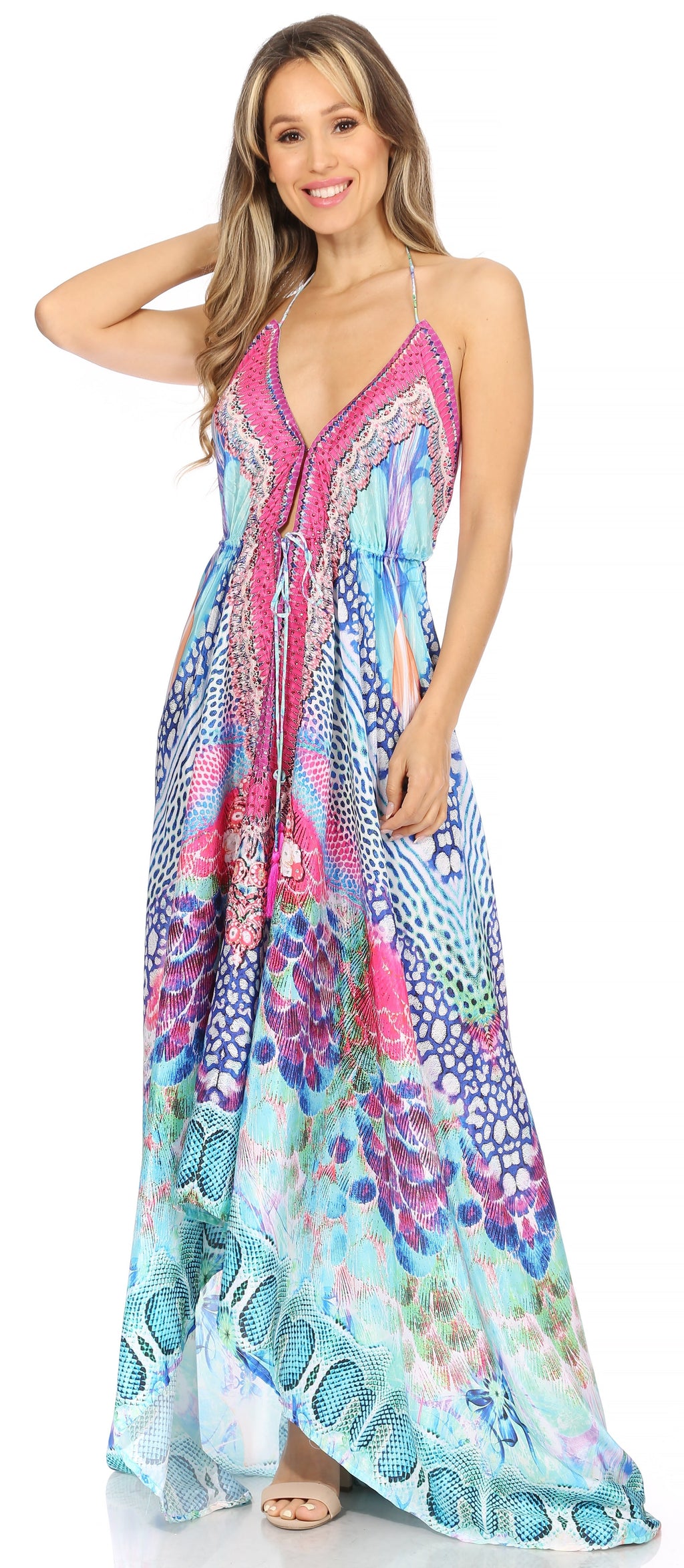 Womens Maxi High-low Halter Handkerchief Long Dress Beach Party