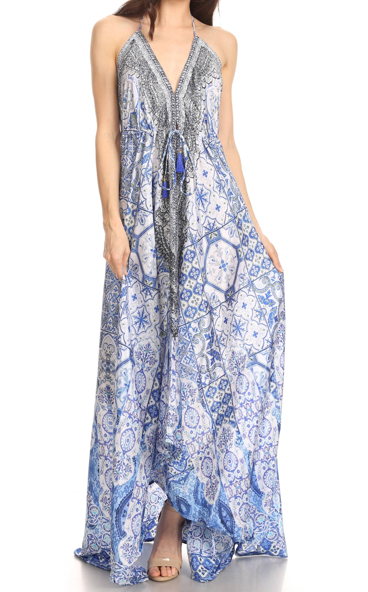 Womens Maxi High-low Halter Handkerchief Long Dress Beach Party