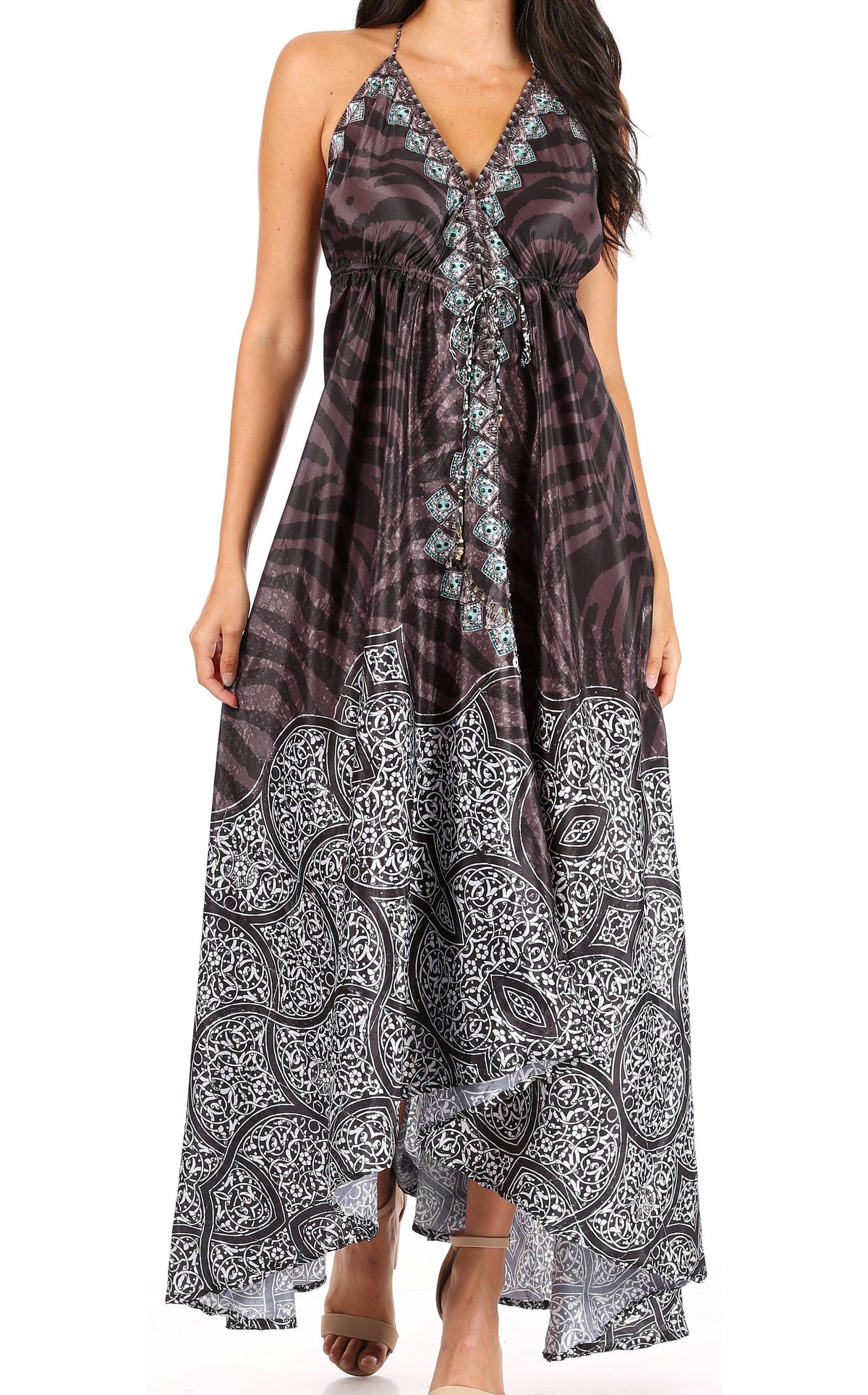 Womens Maxi High-low Halter Handkerchief Long Dress Beach Party