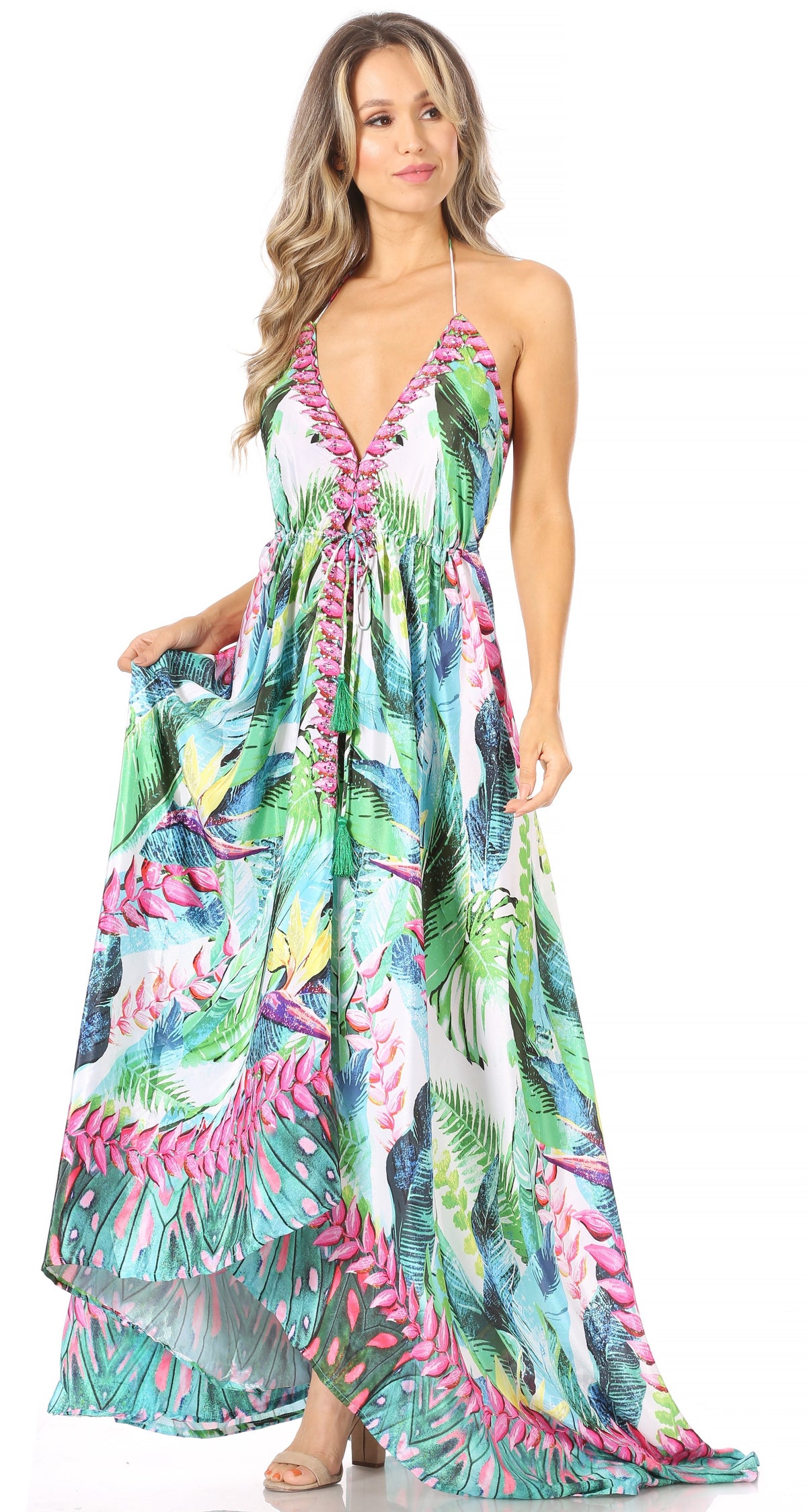 Womens Maxi High-low Halter Handkerchief Long Dress Beach Party
