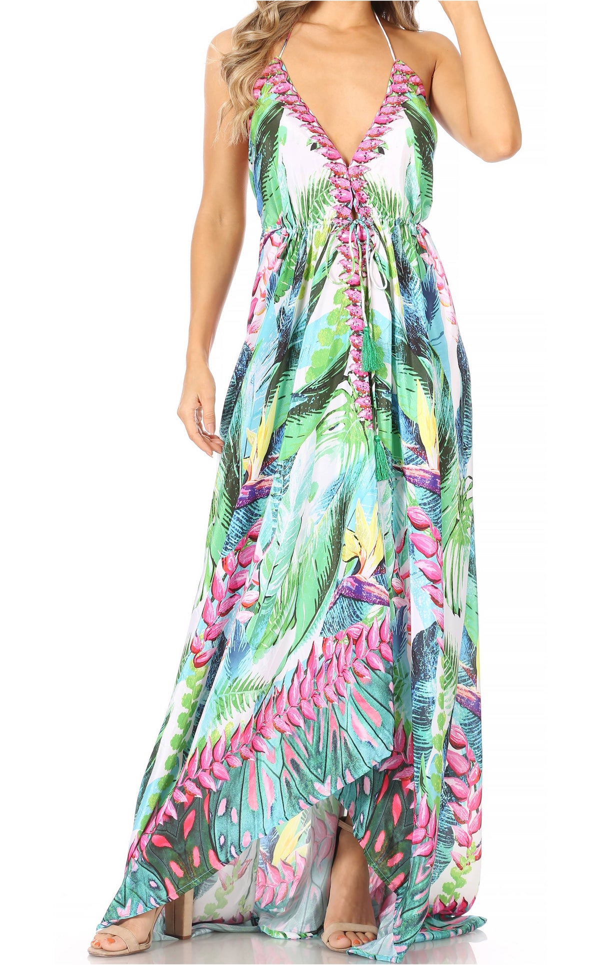 Womens Maxi High-low Halter Handkerchief Long Dress Beach Party