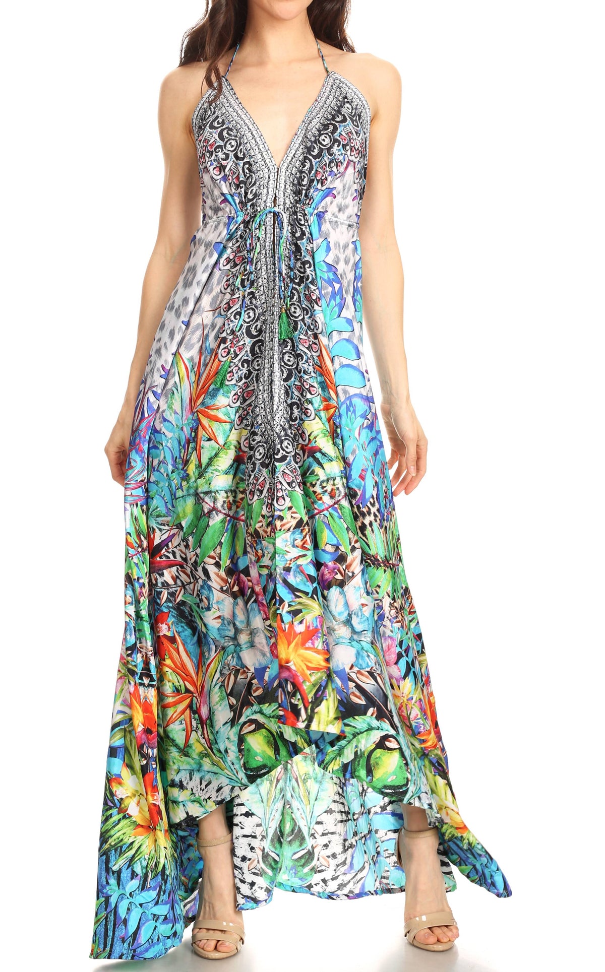 Womens Maxi High-low Halter Handkerchief Long Dress Beach Party