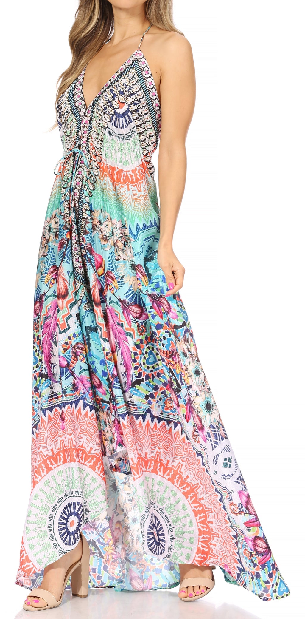 Womens Maxi High-low Halter Handkerchief Long Dress Beach Party