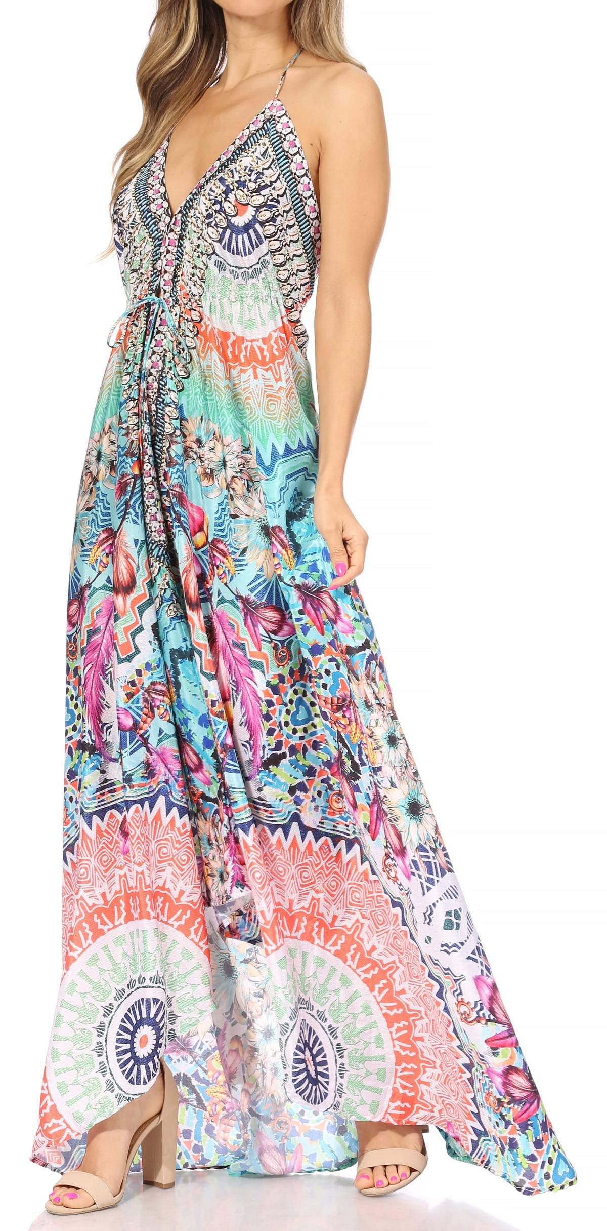 Womens Maxi High-low Halter Handkerchief Long Dress Beach Party