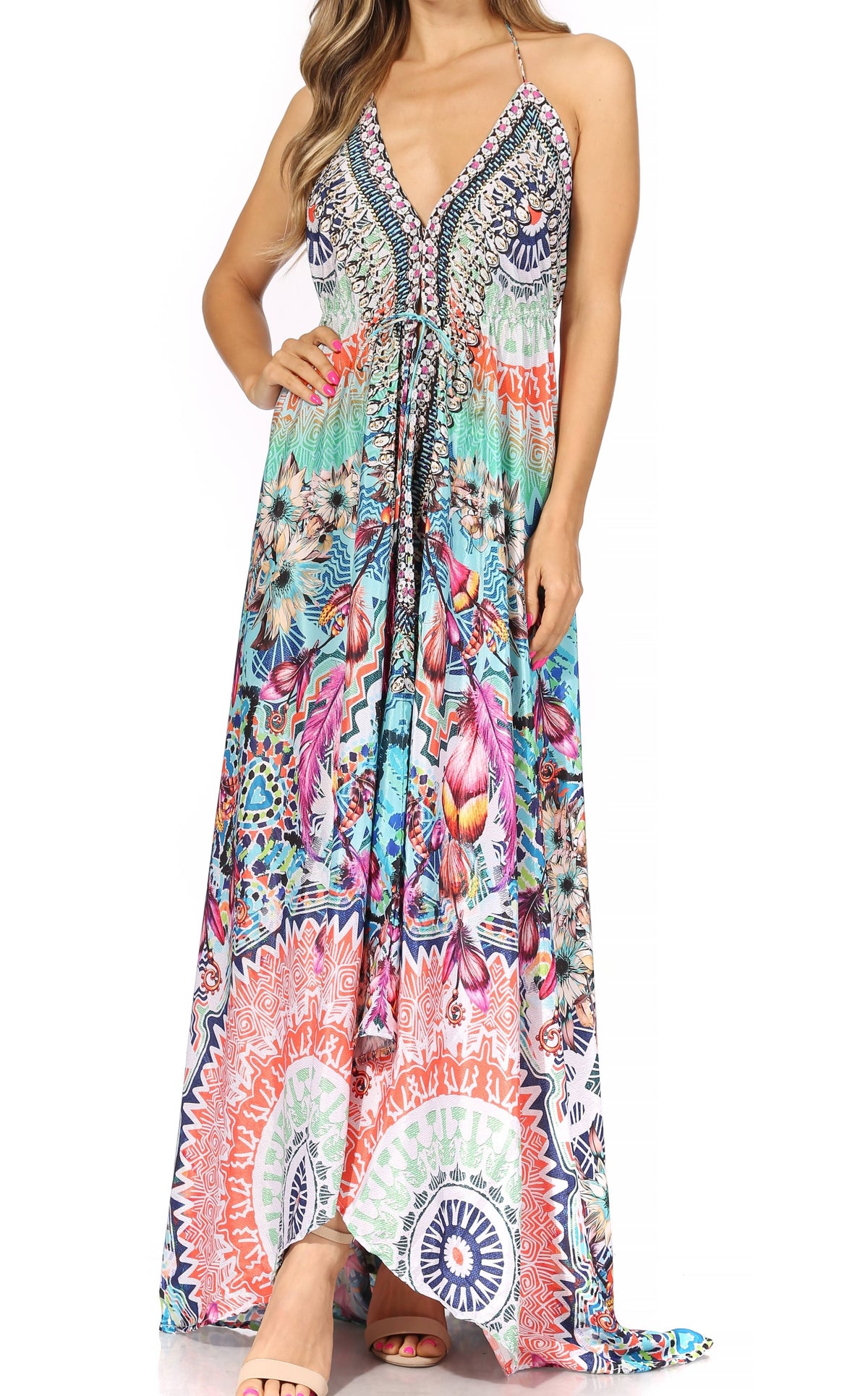 Womens Maxi High-low Halter Handkerchief Long Dress Beach Party