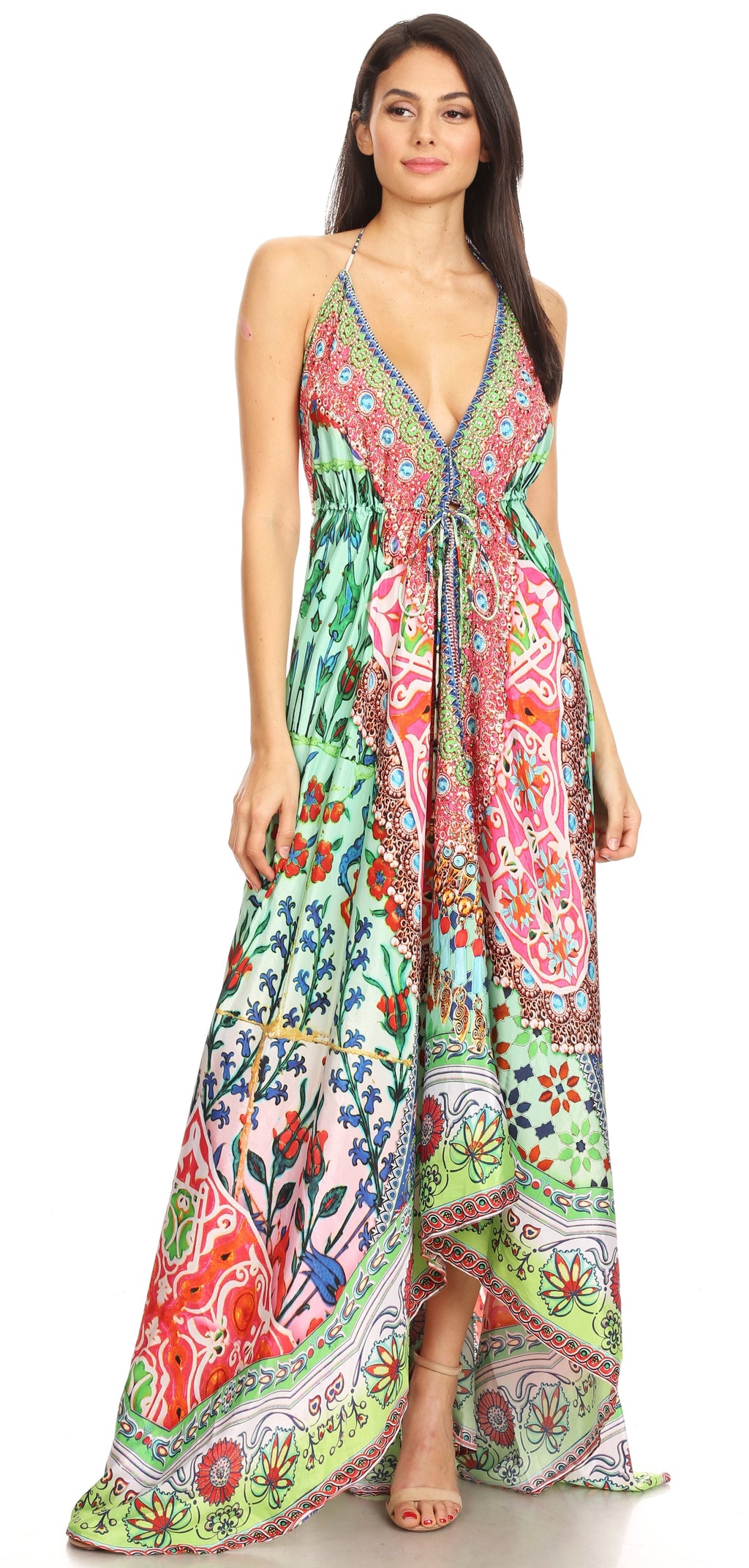Womens Maxi High-low Halter Handkerchief Long Dress Beach Party