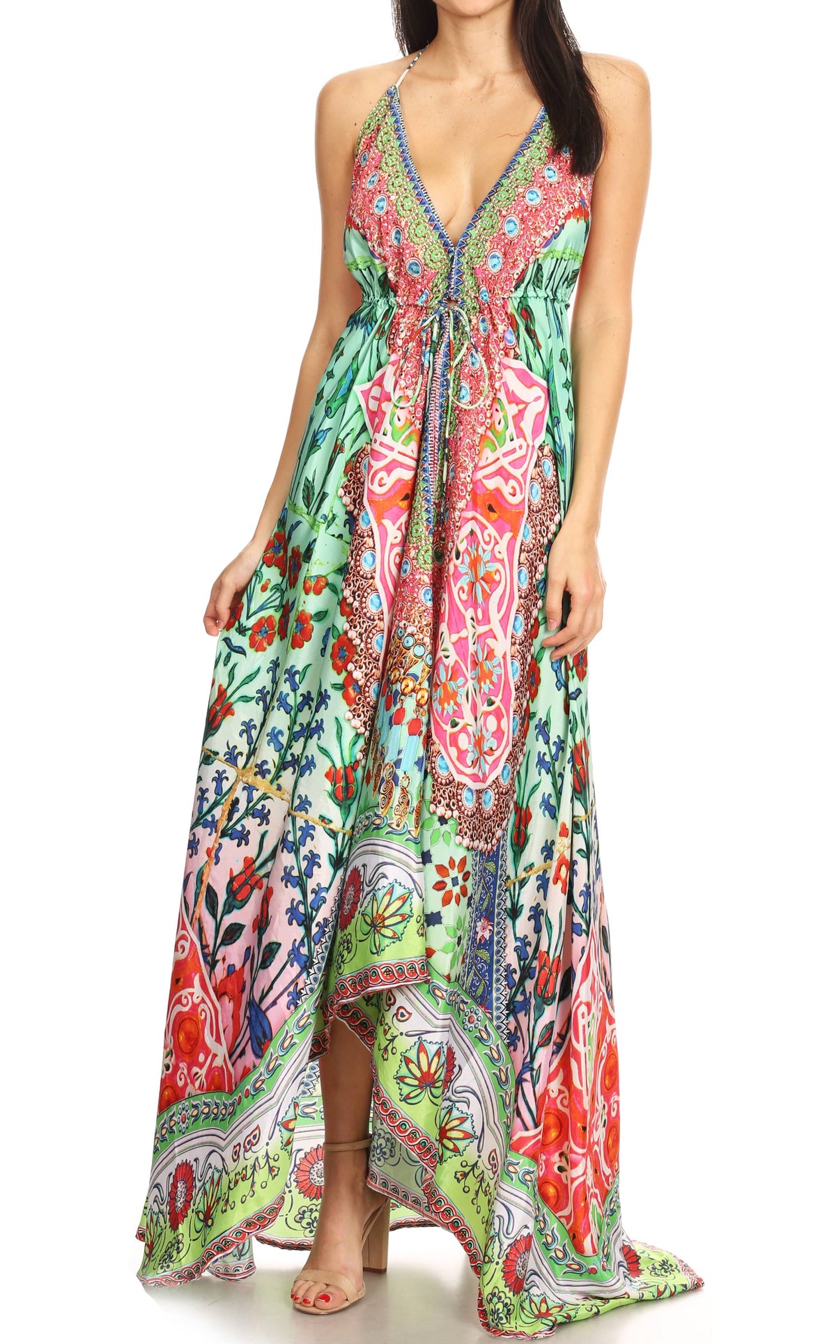 Womens Maxi High-low Halter Handkerchief Long Dress Beach Party