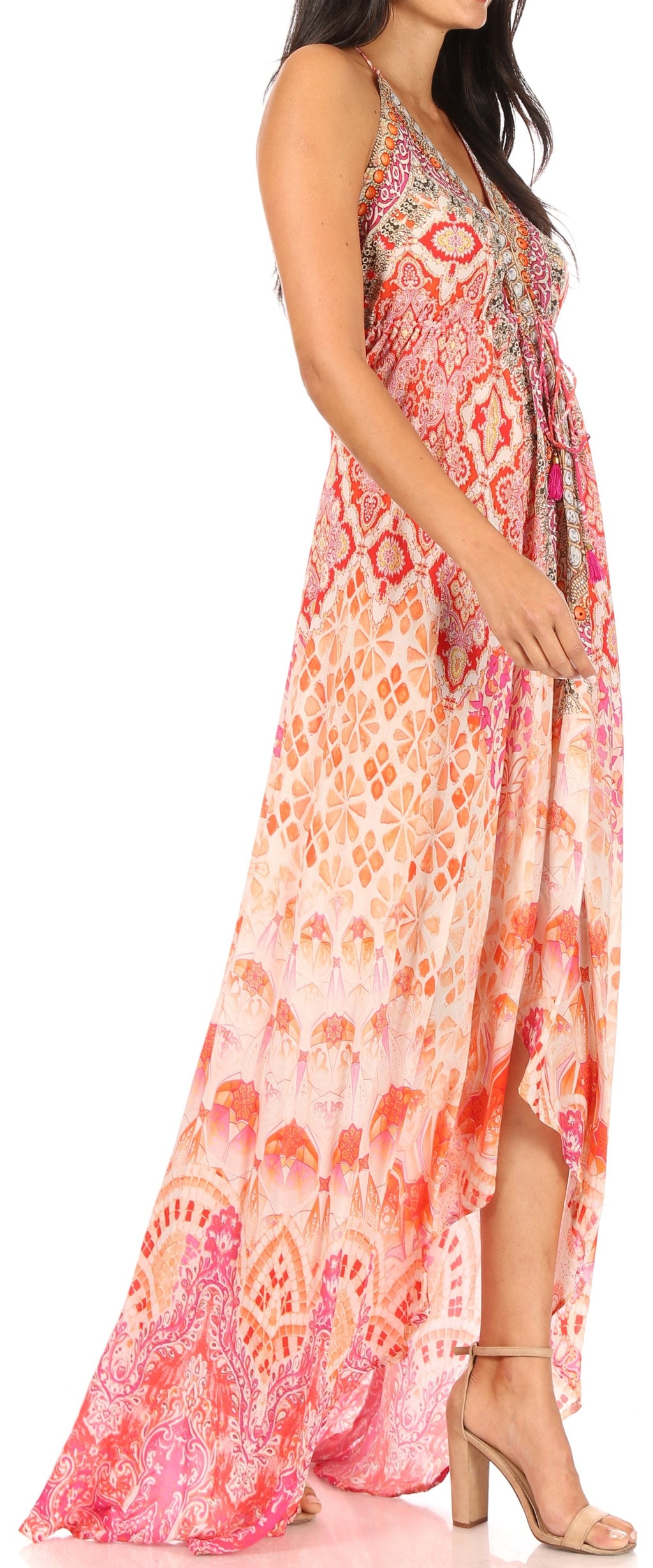 Womens Maxi High-low Halter Handkerchief Long Dress Beach Party