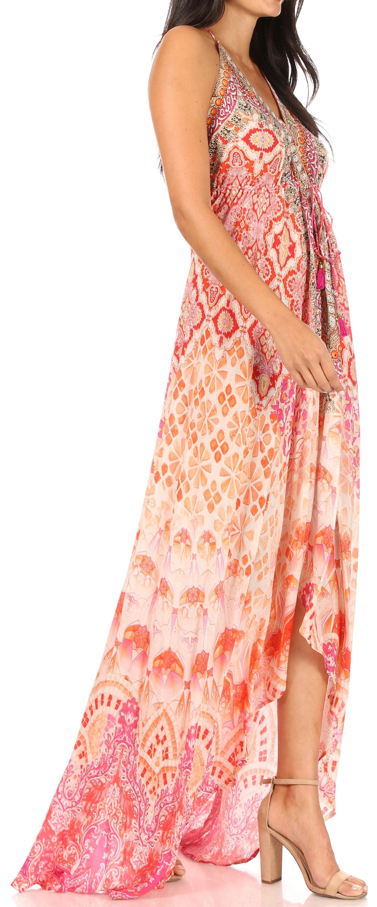 Womens Maxi High-low Halter Handkerchief Long Dress Beach Party