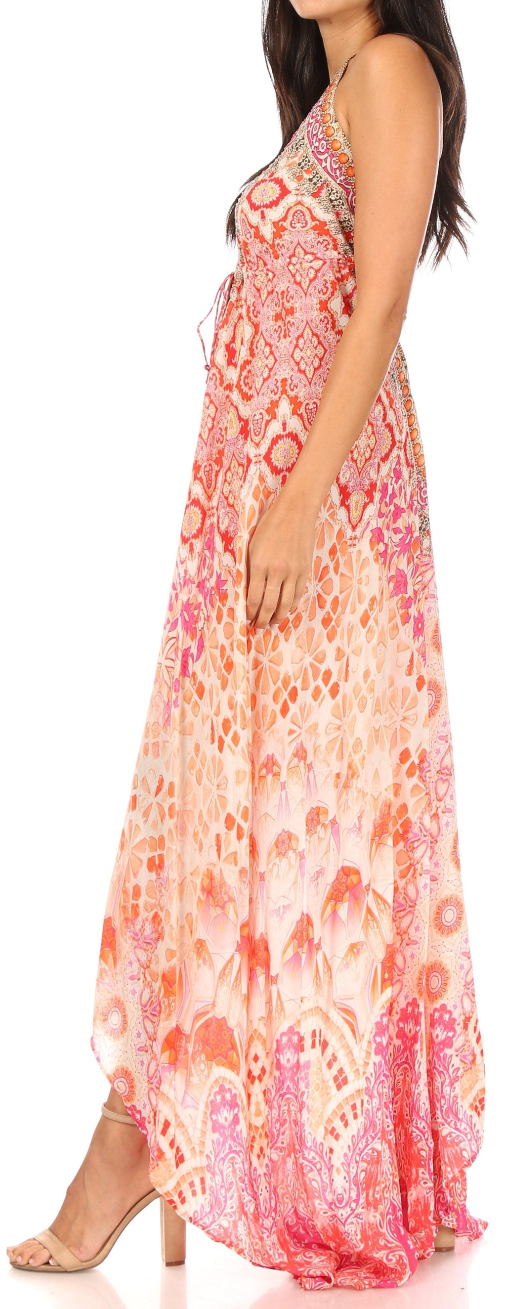 Womens Maxi High-low Halter Handkerchief Long Dress Beach Party