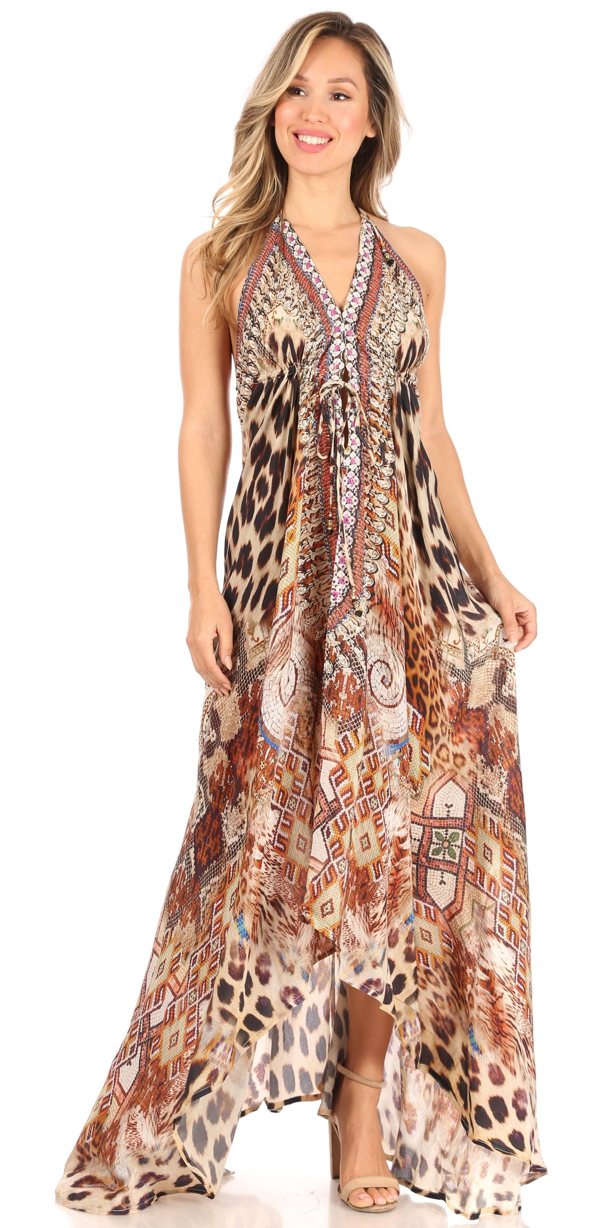 Womens Maxi High-low Halter Handkerchief Long Dress Beach Party