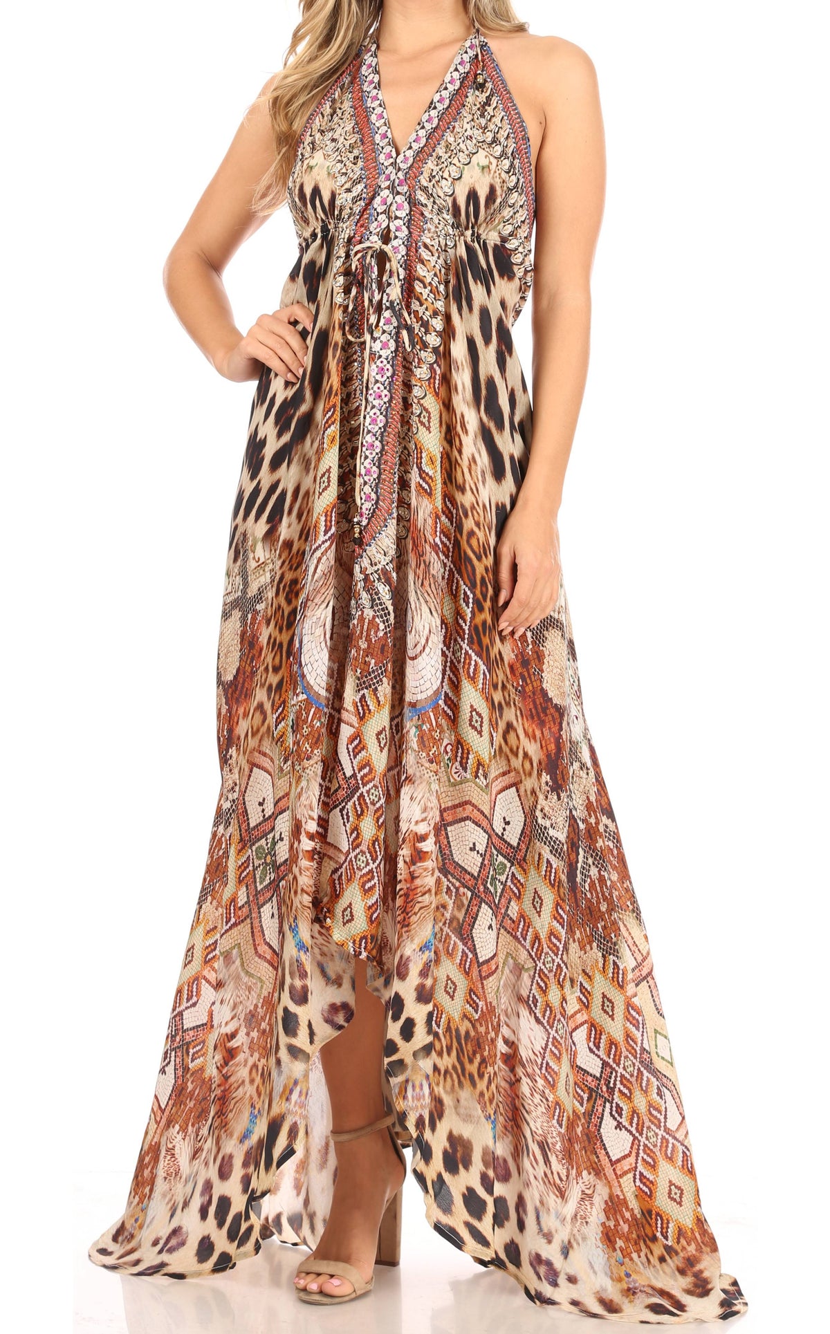 Womens Maxi High-low Halter Handkerchief Long Dress Beach Party