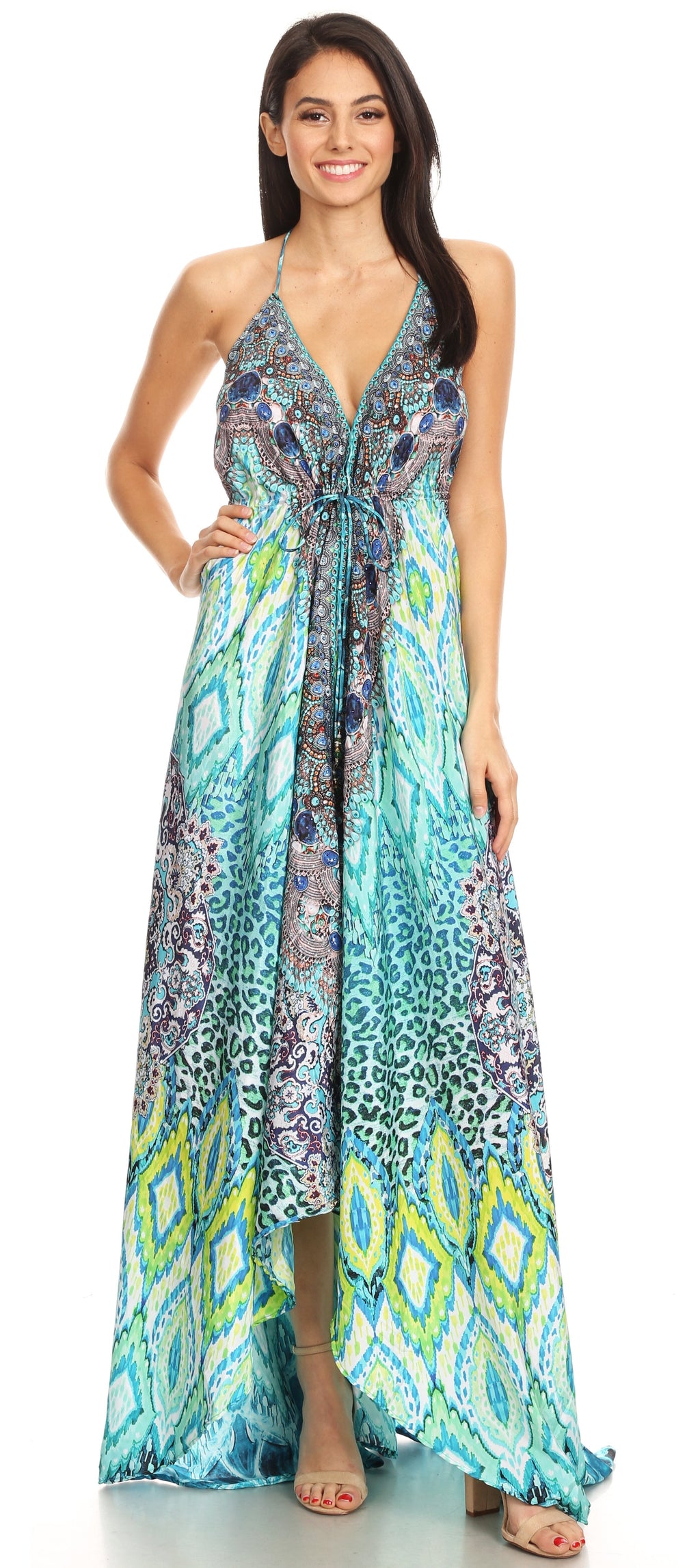 Womens Maxi High-low Halter Handkerchief Long Dress Beach Party