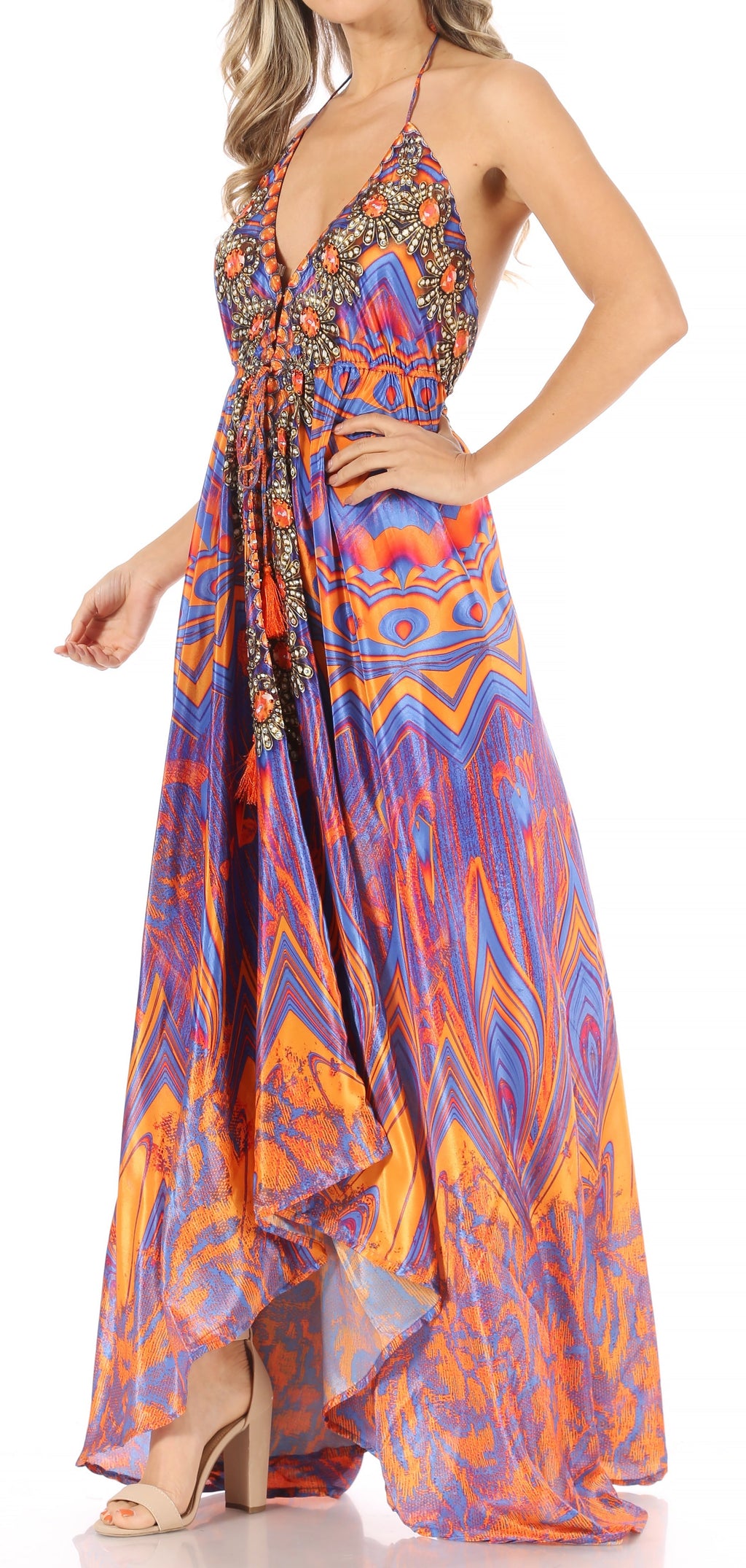 Womens Maxi High-low Halter Handkerchief Long Dress Beach Party