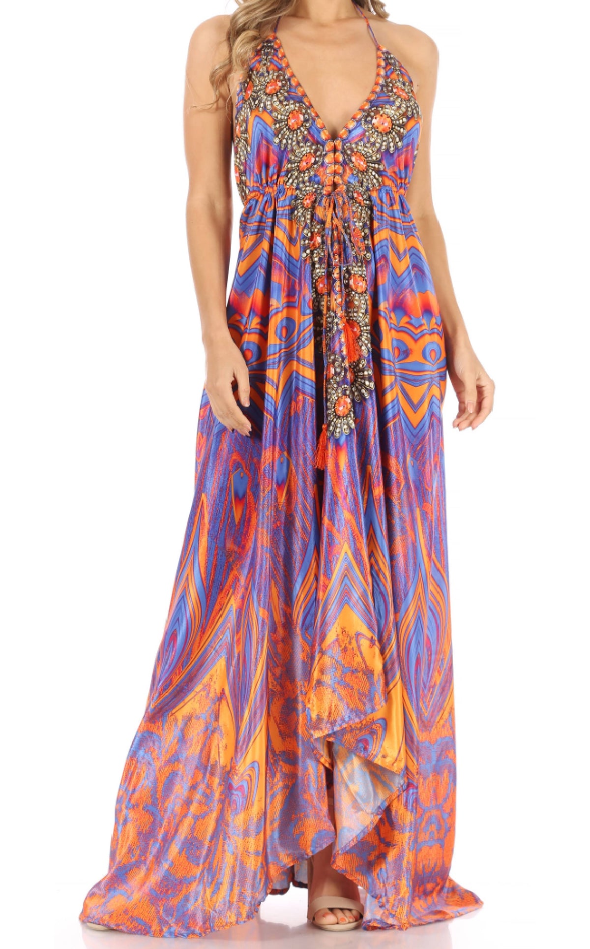 Womens Maxi High-low Halter Handkerchief Long Dress Beach Party