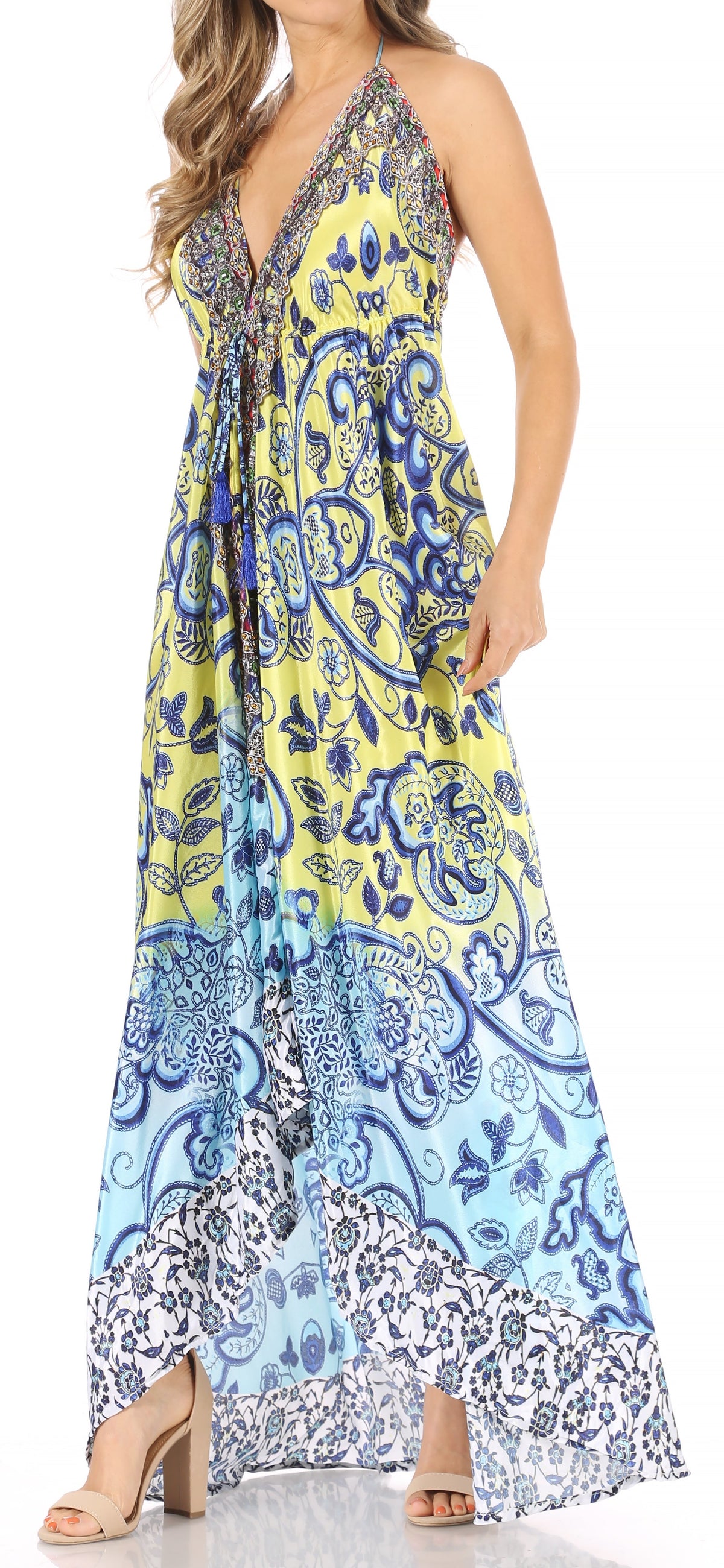 Womens Maxi High-low Halter Handkerchief Long Dress Beach Party