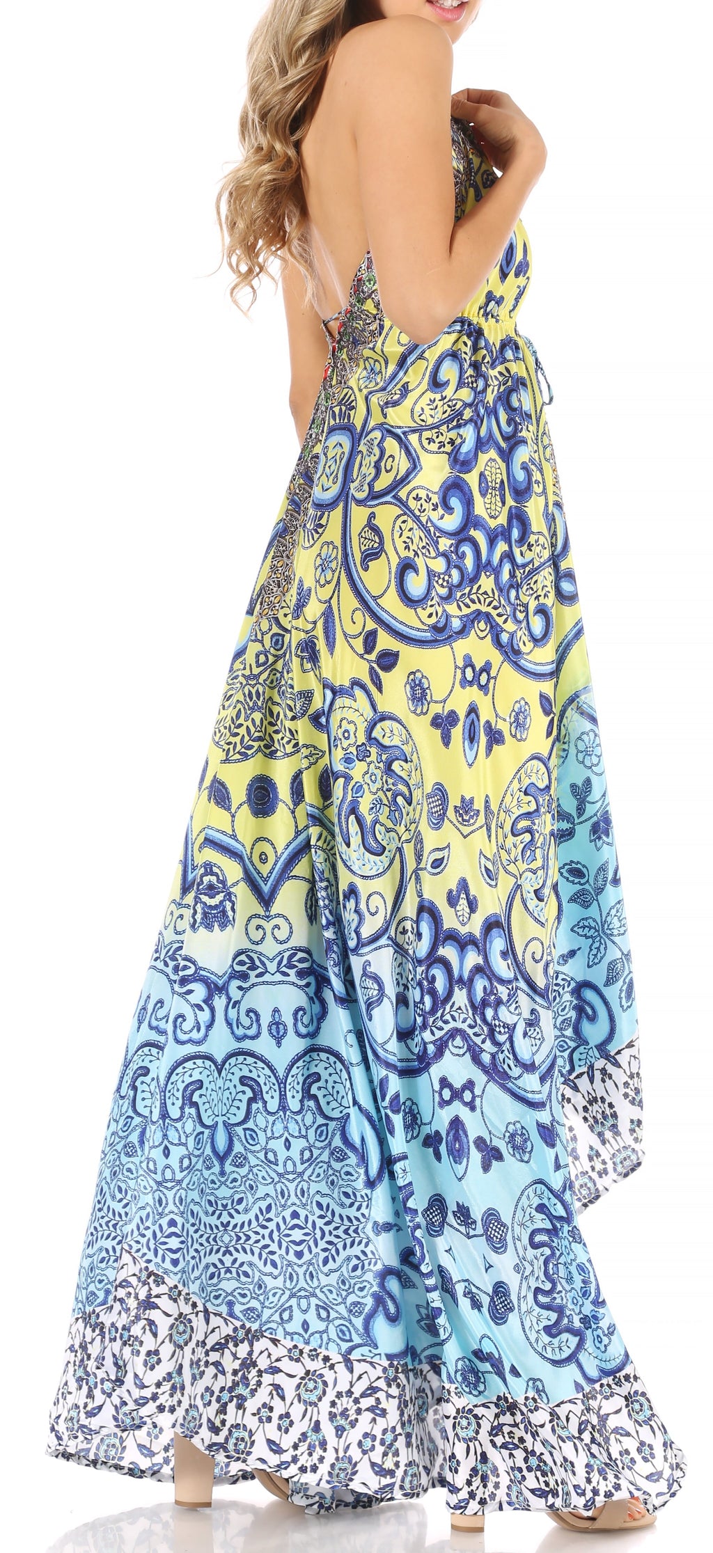 Womens Maxi High-low Halter Handkerchief Long Dress Beach Party