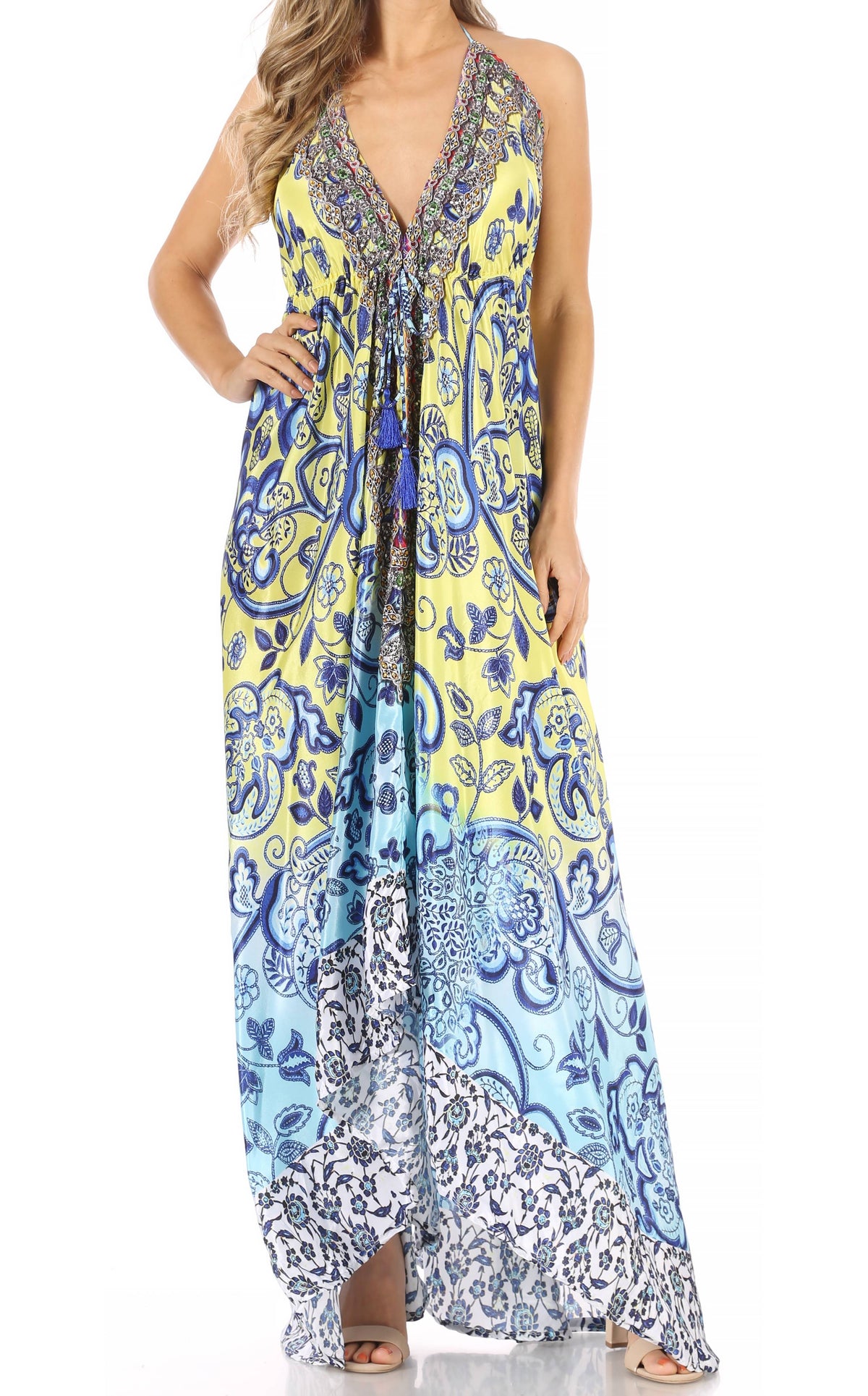 Womens Maxi High-low Halter Handkerchief Long Dress Beach Party