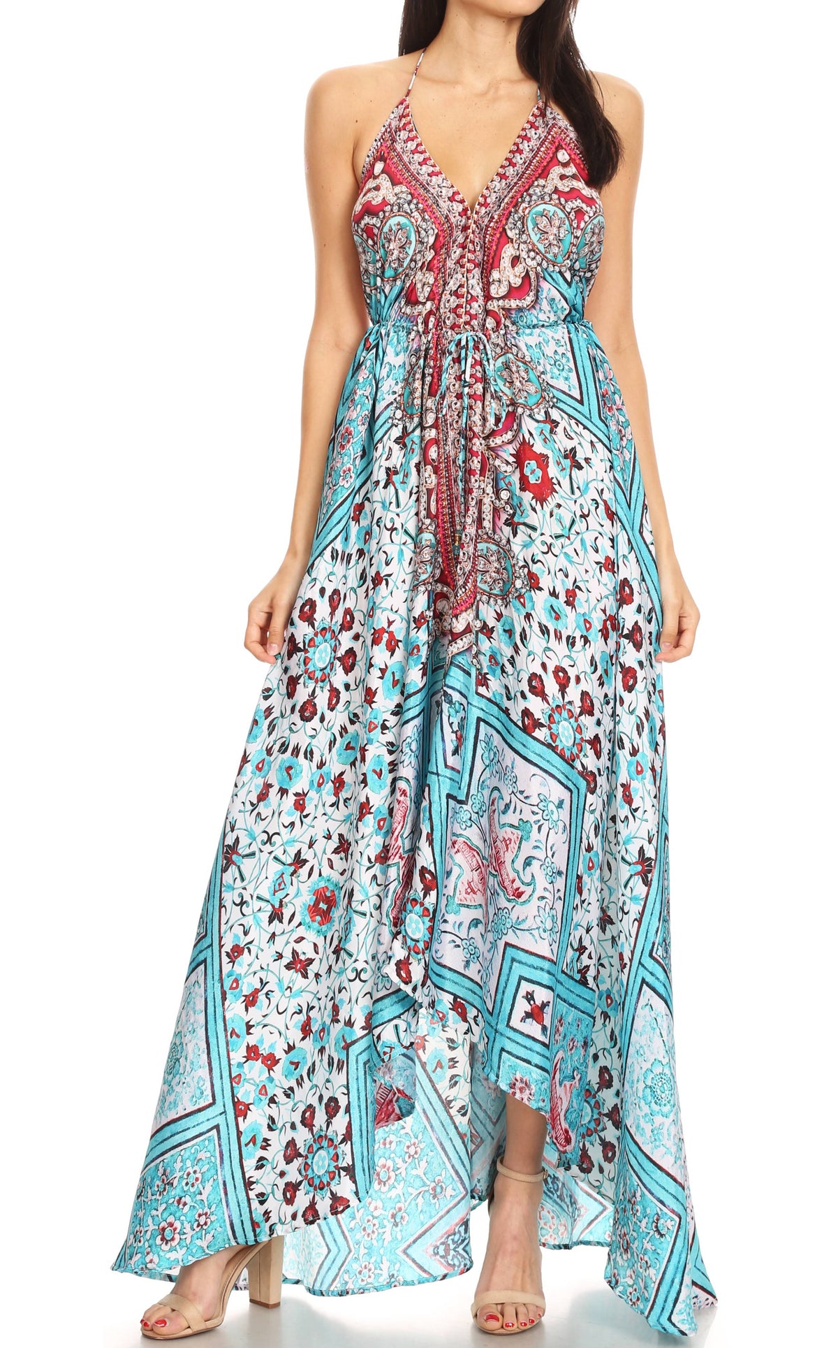 Womens Maxi High-low Halter Handkerchief Long Dress Beach Party