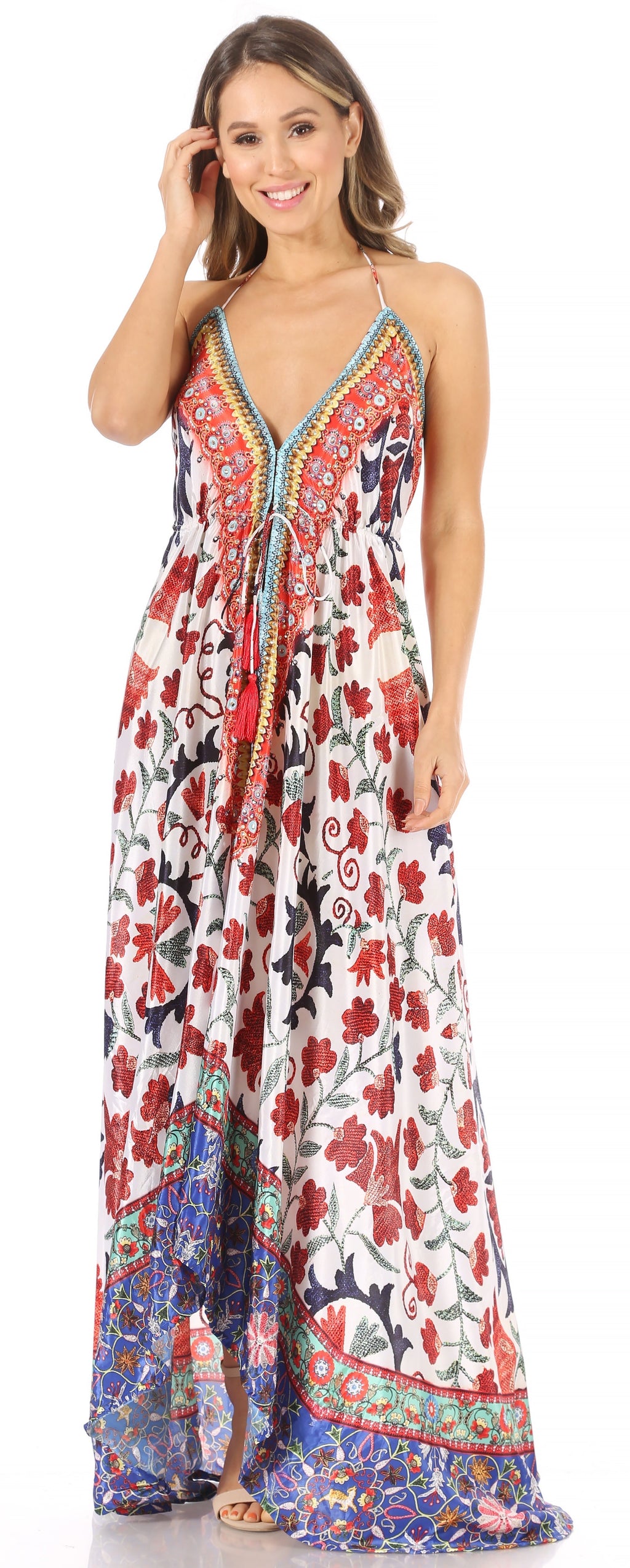 Womens Maxi High-low Halter Handkerchief Long Dress Beach Party