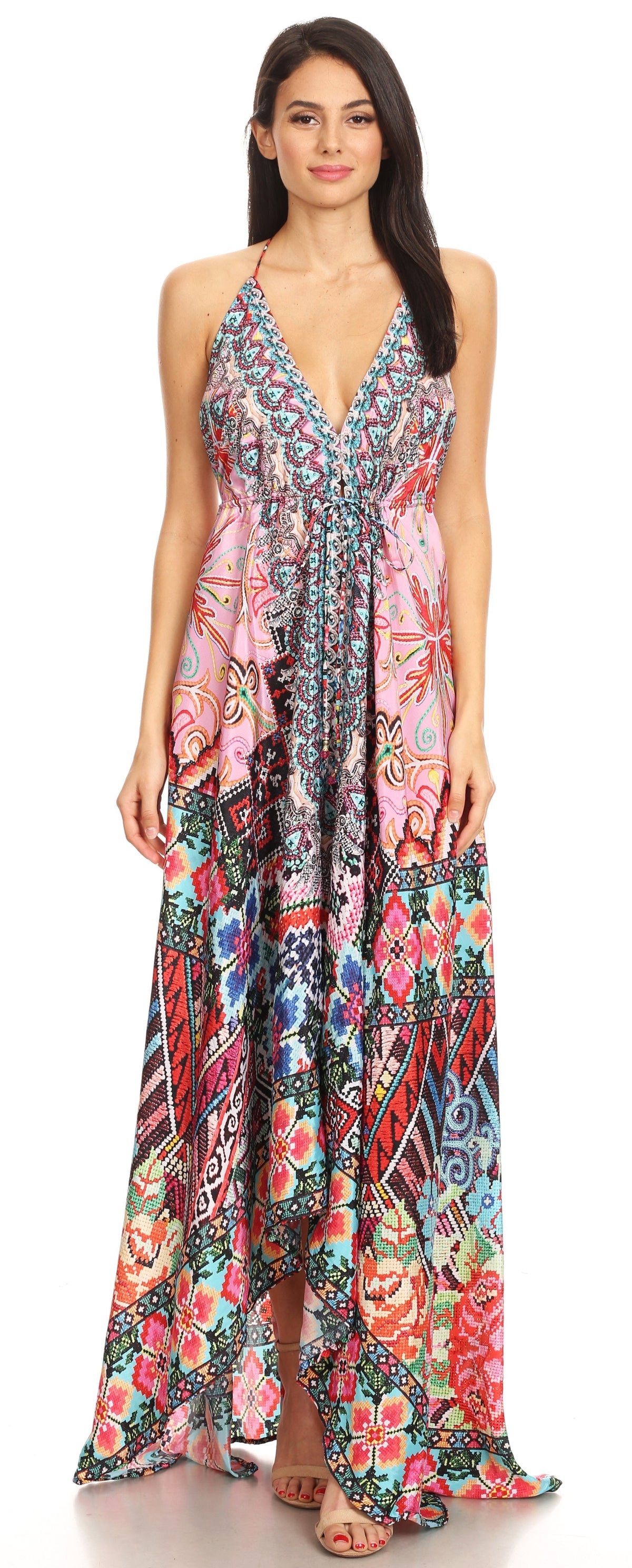 Womens Maxi High-low Halter Handkerchief Long Dress Beach Party