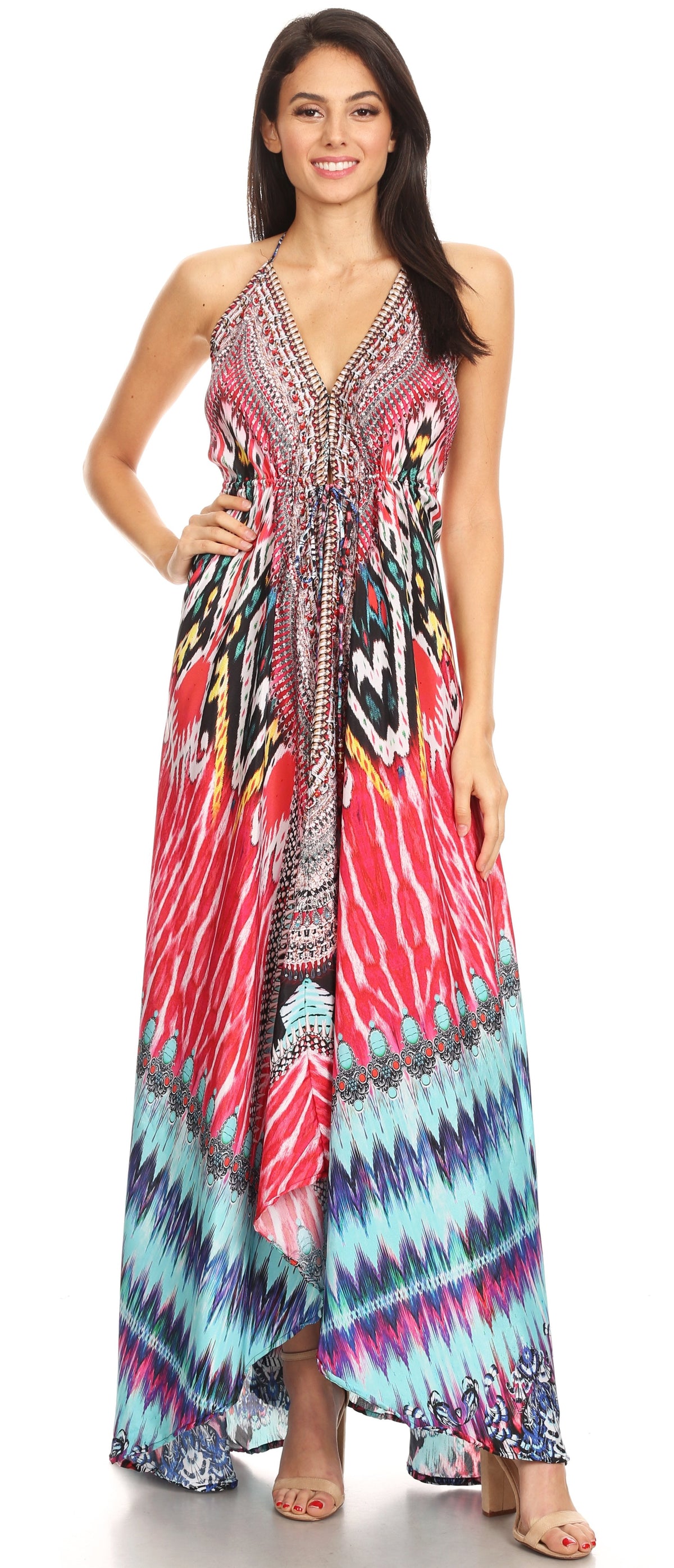 Womens Maxi High-low Halter Handkerchief Long Dress Beach Party