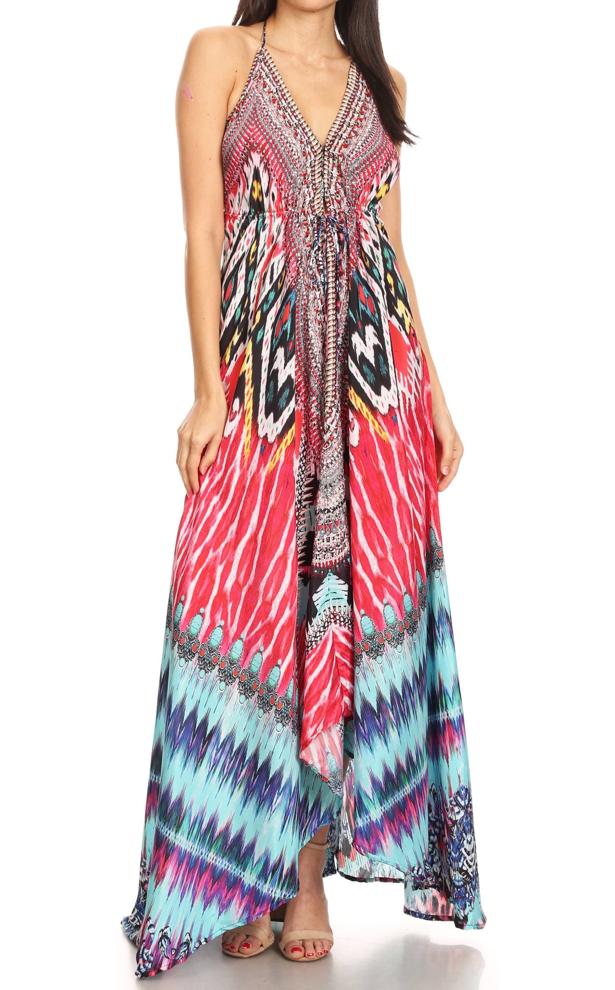Womens Maxi High-low Halter Handkerchief Long Dress Beach Party