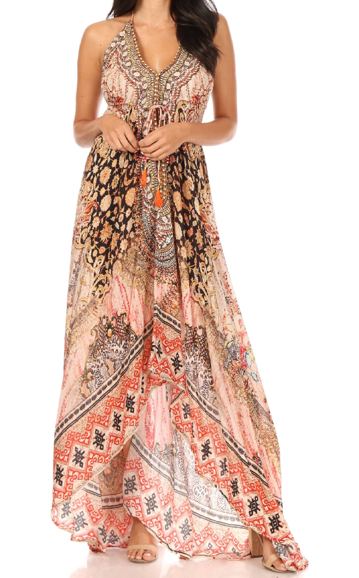 Womens Maxi High-low Halter Handkerchief Long Dress Beach Party