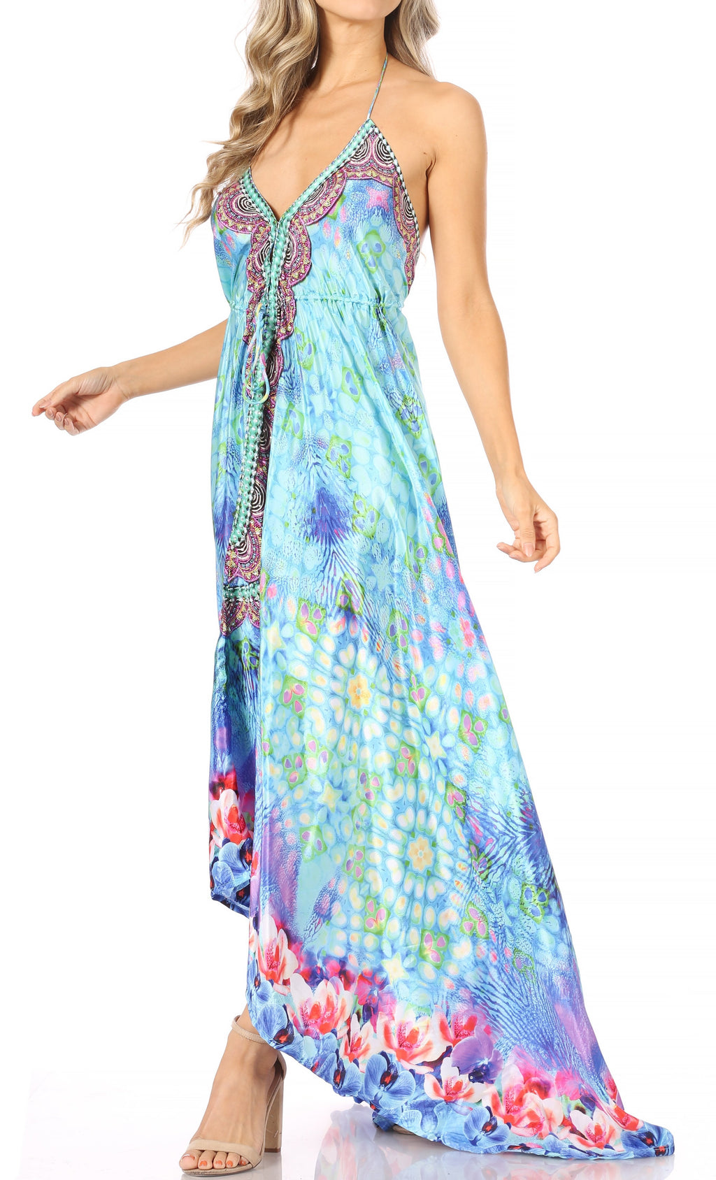 Womens Maxi High-low Halter Handkerchief Long Dress Beach Party