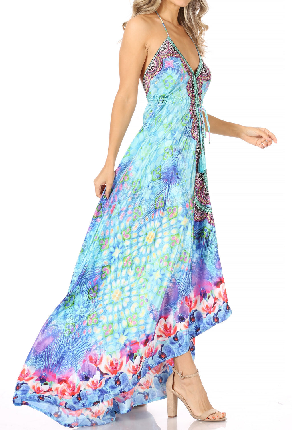 Womens Maxi High-low Halter Handkerchief Long Dress Beach Party