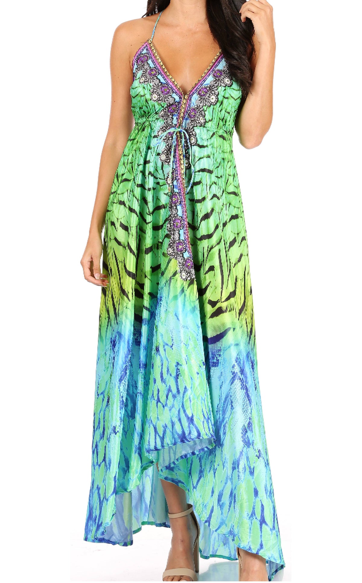 Womens Maxi High-low Halter Handkerchief Long Dress Beach Party