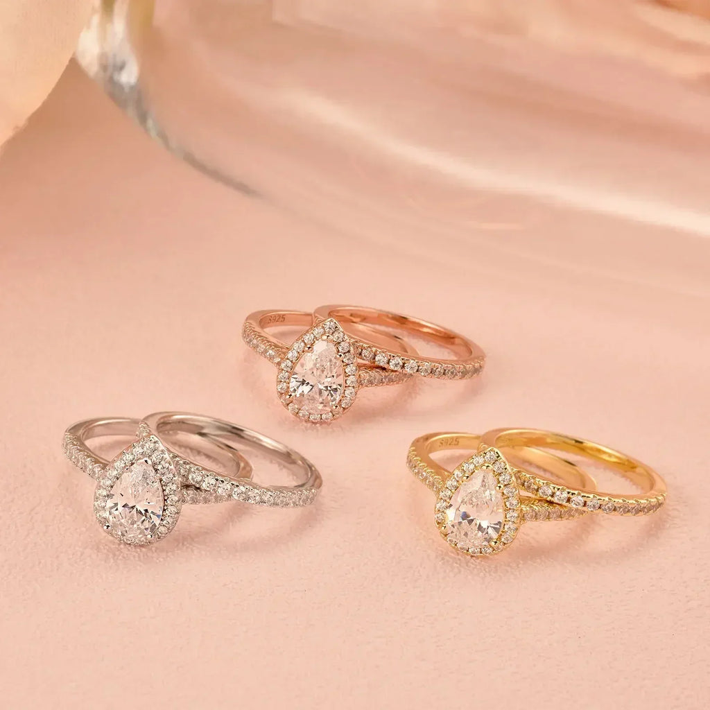 2 Piece Tear Drop Shape Ring .925