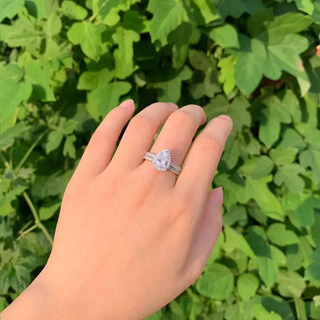 2 Piece Tear Drop Shape Ring .925