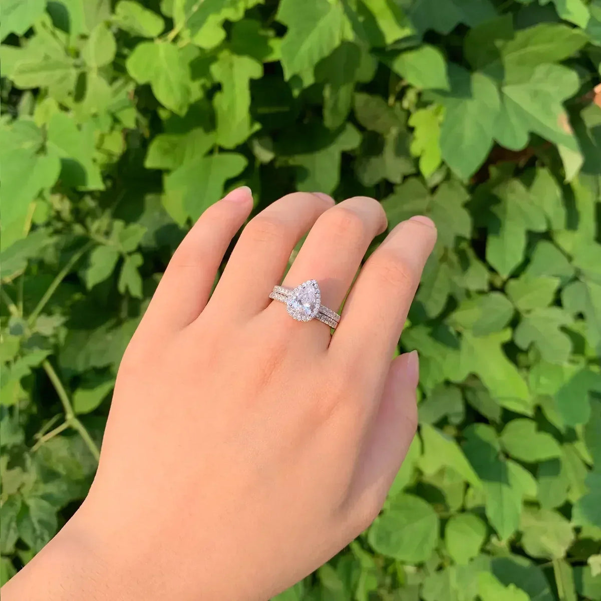 2 Piece Tear Drop Shape Ring .925