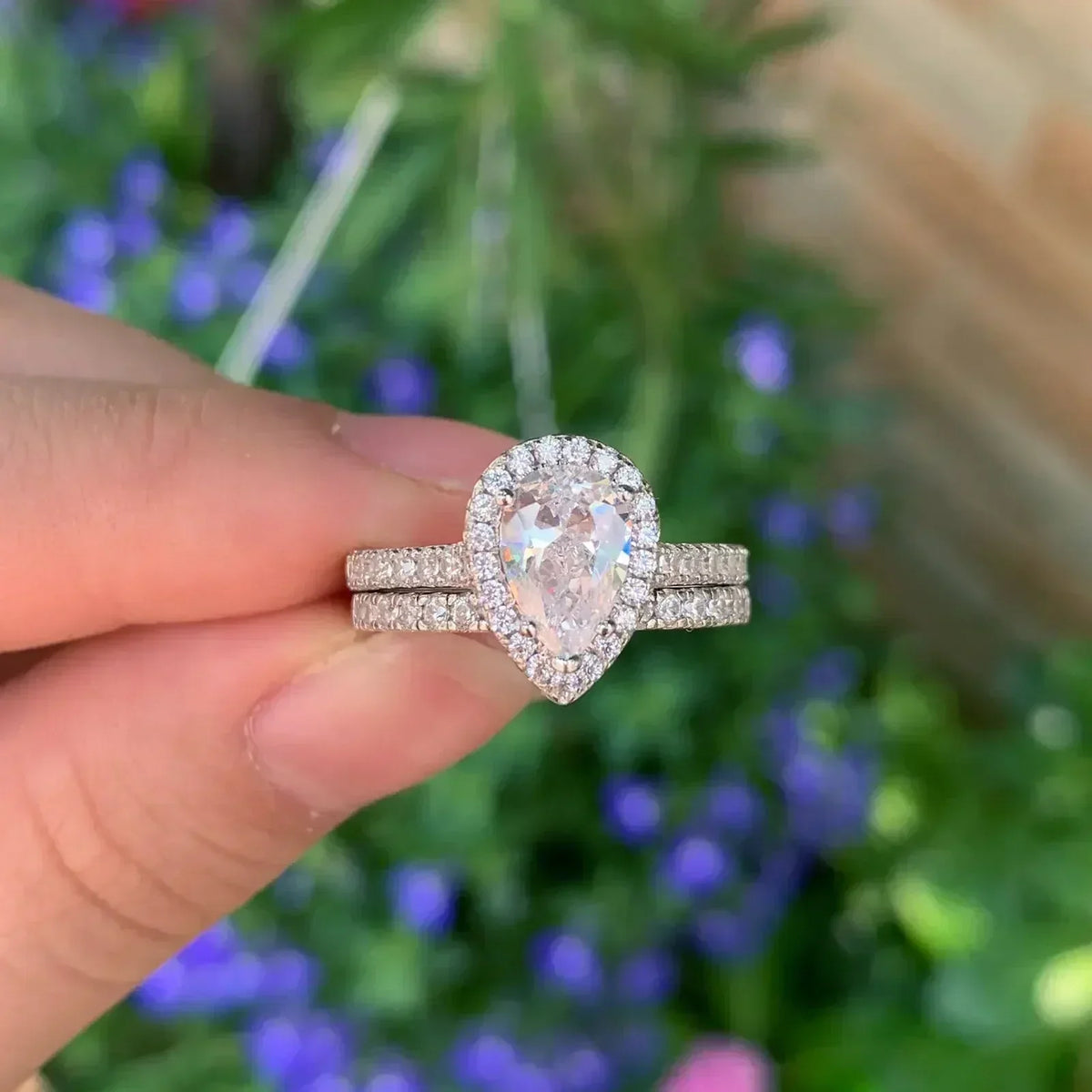 2 Piece Tear Drop Shape Ring .925