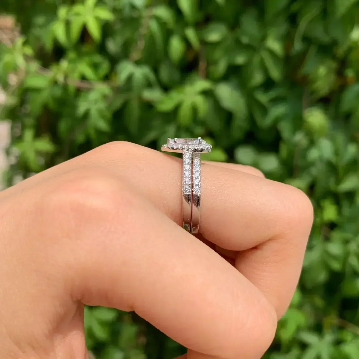 2 Piece Tear Drop Shape Ring .925