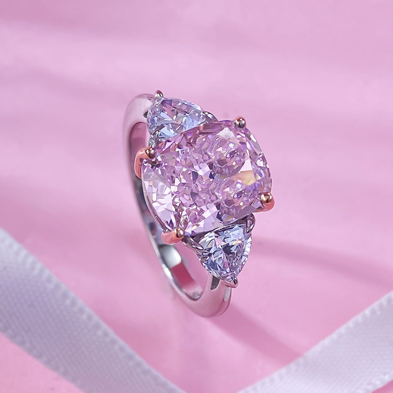 Women's Sier Imported High Carbon Rhinestone Diamond Ring