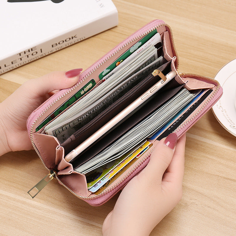 Embroidered wallet long coin purse