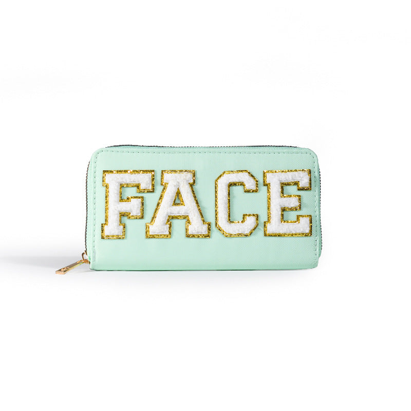 Embroidered wallet long coin purse