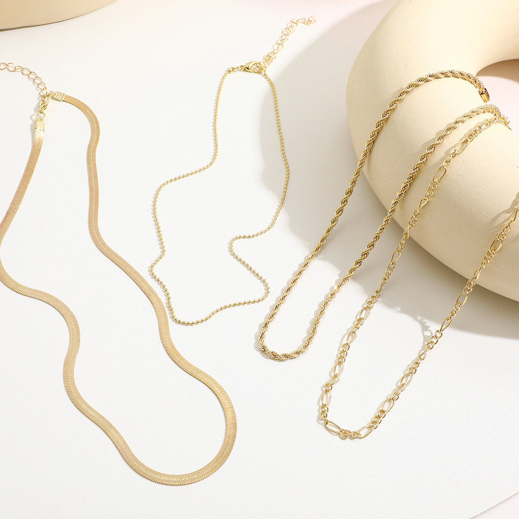 5-in-1 Layered Gold Necklace Set - Tarnish-Free 14k Gold Plated