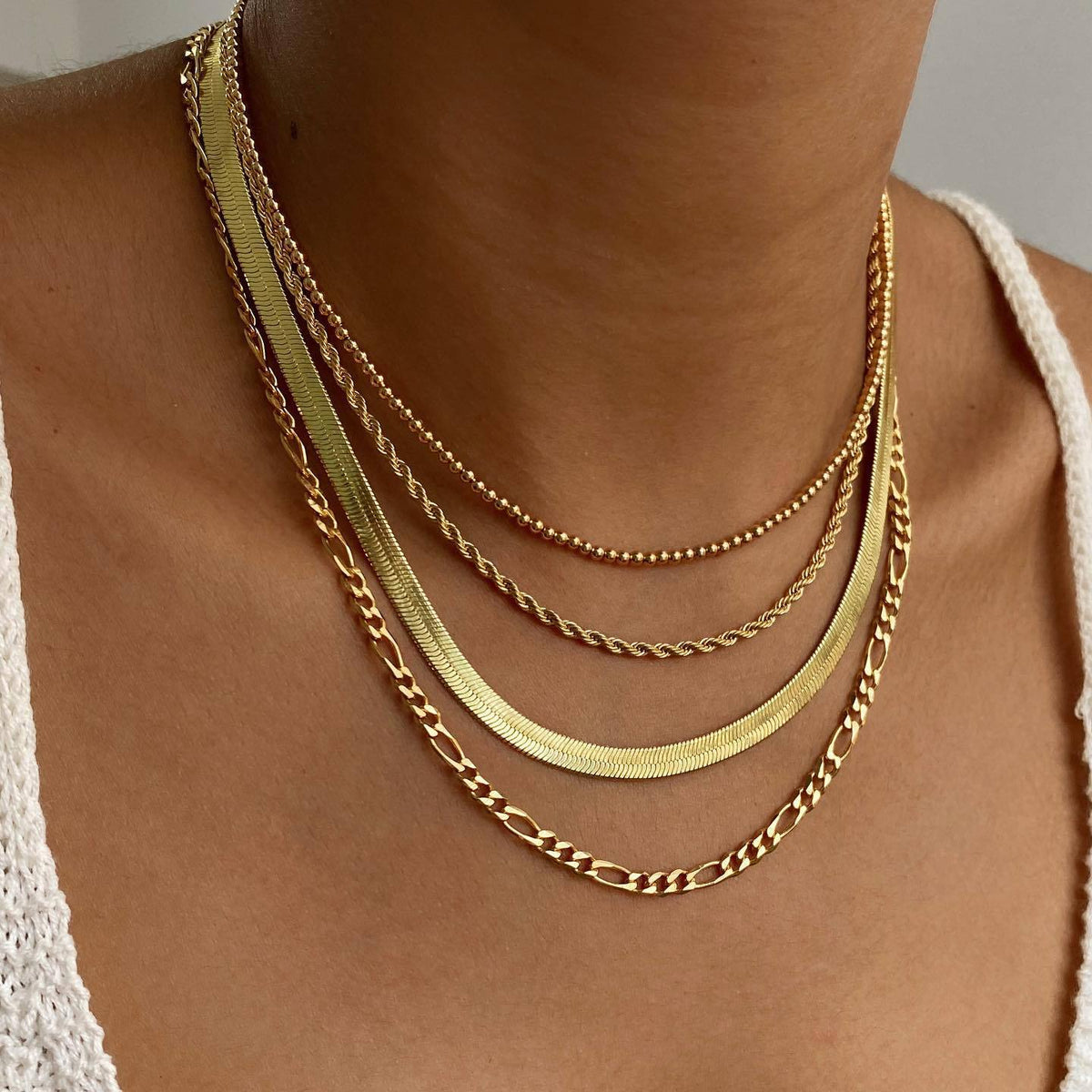 5-in-1 Layered Gold Necklace Set - Tarnish-Free 14k Gold Plated
