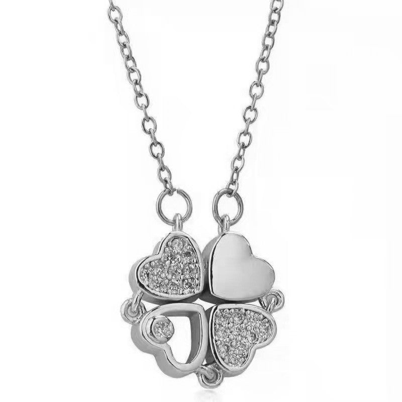 Women's Four-leaf Clover Wear More Love Deformation Design Temperament Necklace