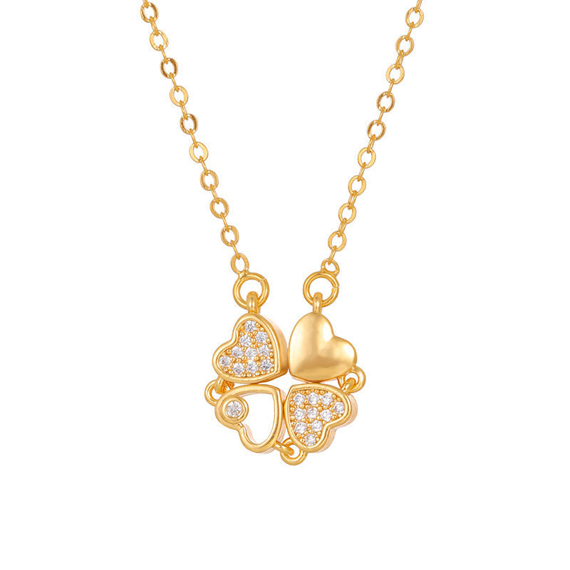 Women's Four-leaf Clover Wear More Love Deformation Design Temperament Necklace